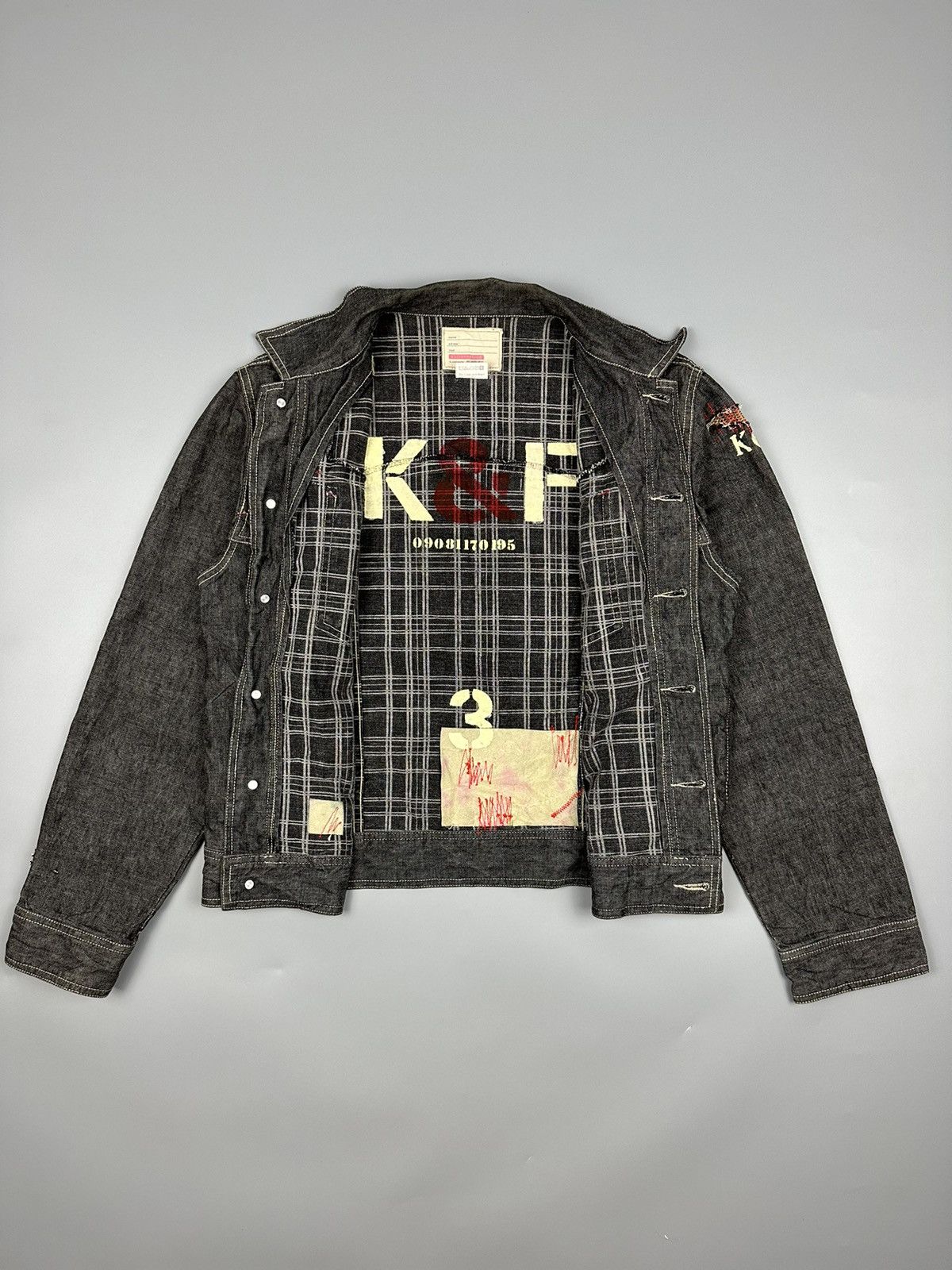 Japanese Brand Distressed K Company Sashiko Boro Denim Jacket Size US L / EU 52-54 / 3 - 8 Thumbnail