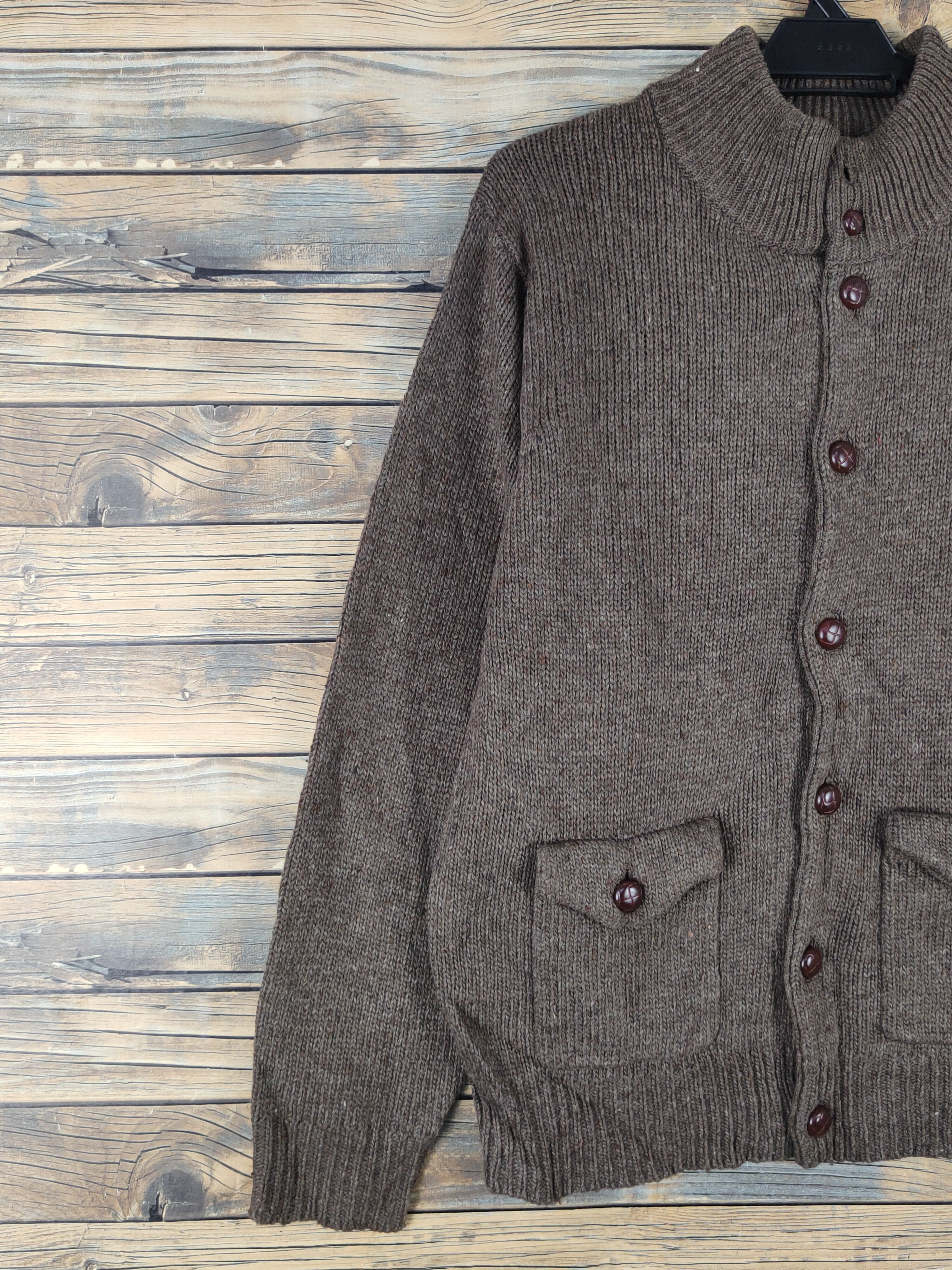 Beams Plus Beams Dark Brown multipocket knitwear Cardigan #W1560 Size US M / EU 48-50 / 2 - 4 Thumbnail