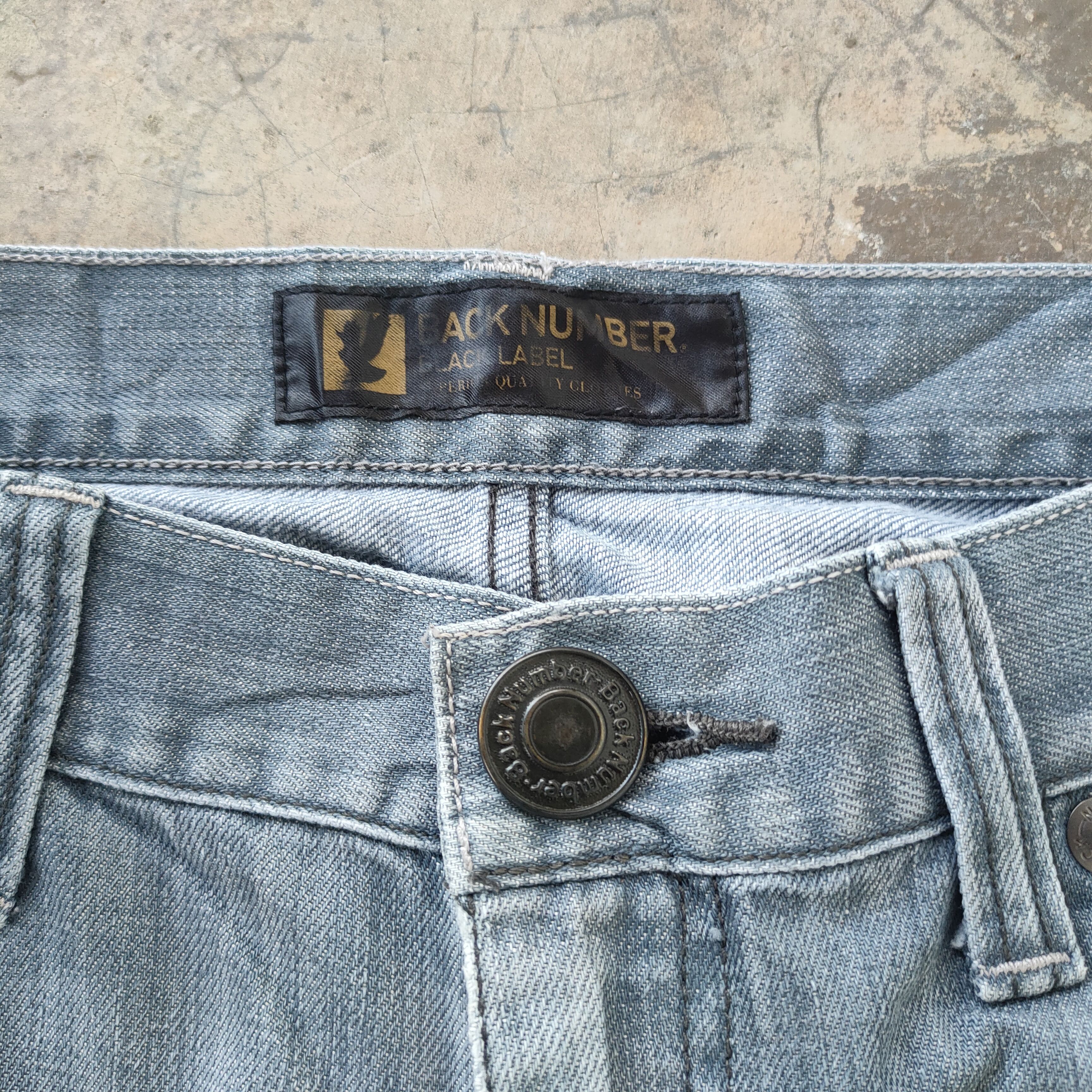 Black Label × Jean VINTAGE BACK NUMBER FADED RIPPED JEANS DENIM PANTS Size US 35 - 6 Thumbnail