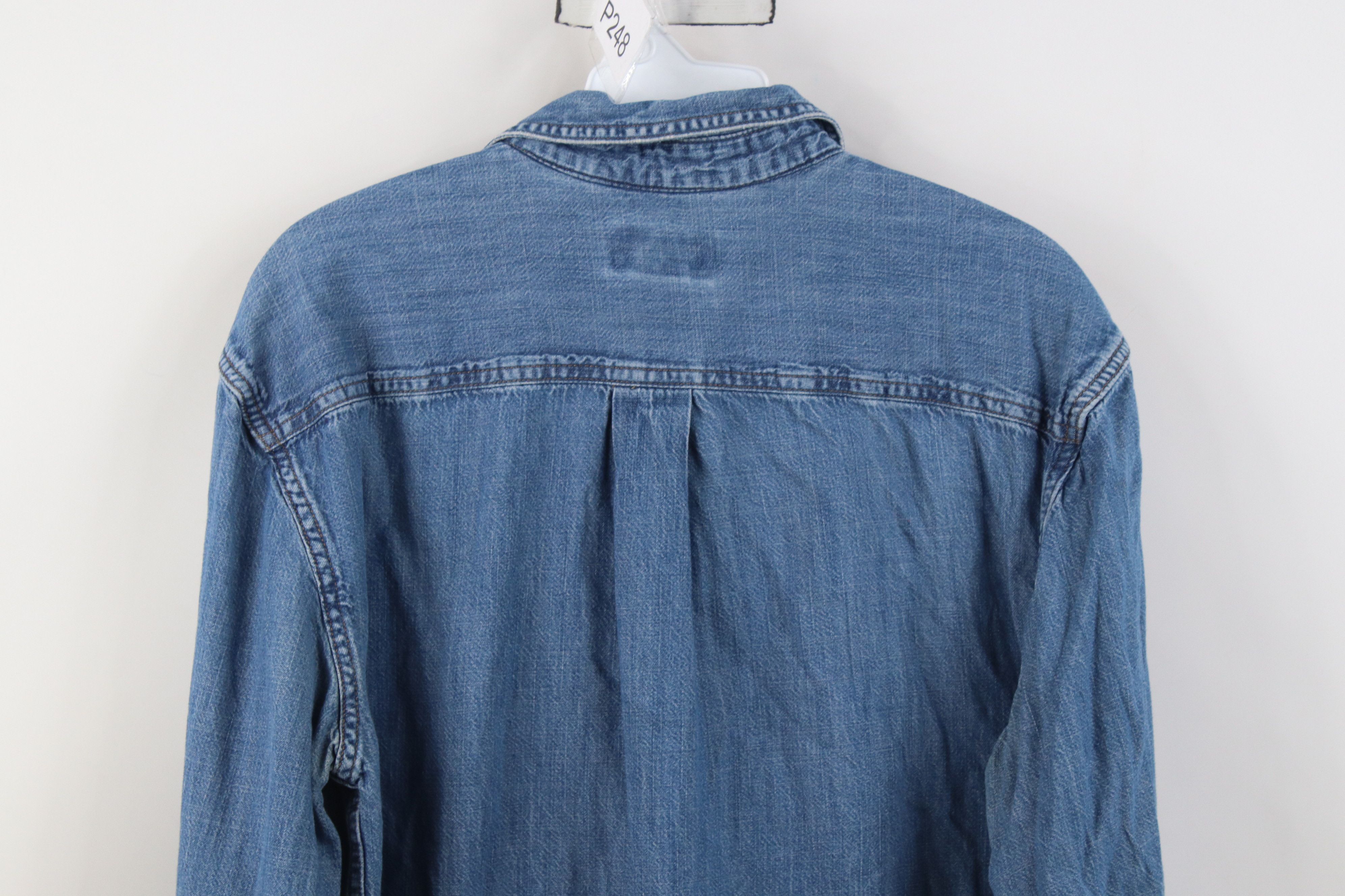 Vintage Vintage 90s Streetwear Collared Denim Jean Button Shirt Size US S / EU 44-46 / 1 - 13 Thumbnail