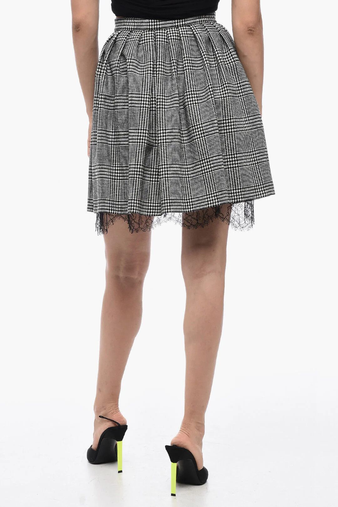 Dior o1mm0326 Wool Tartan Circle Skirt in Black & White Size 30" / US 8 / IT 44 - 2 Thumbnail