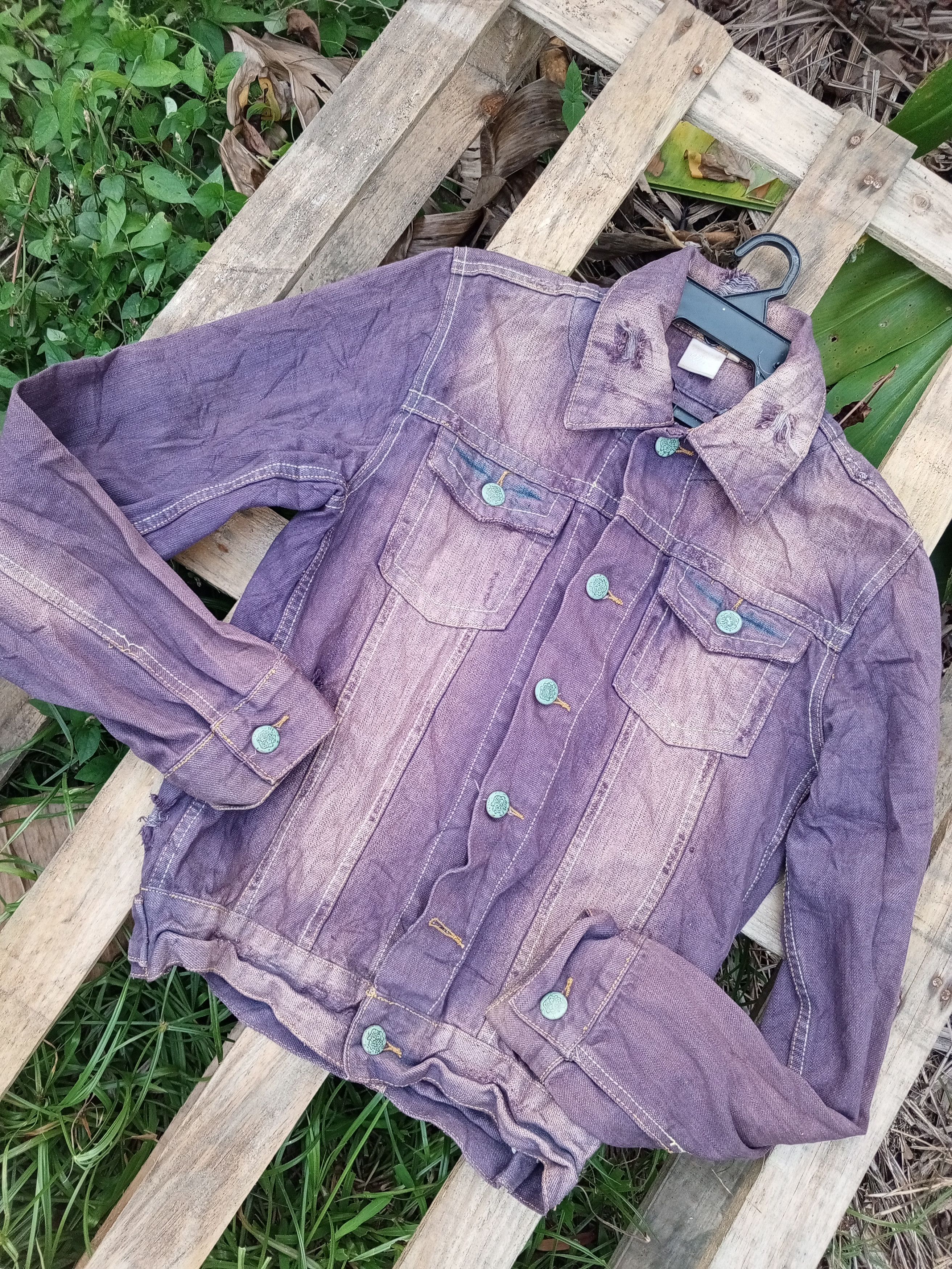 Japanese Brand DENIM JACKET FADED PURPLE COLOR Size US L / EU 52-54 / 3 - 4 Thumbnail