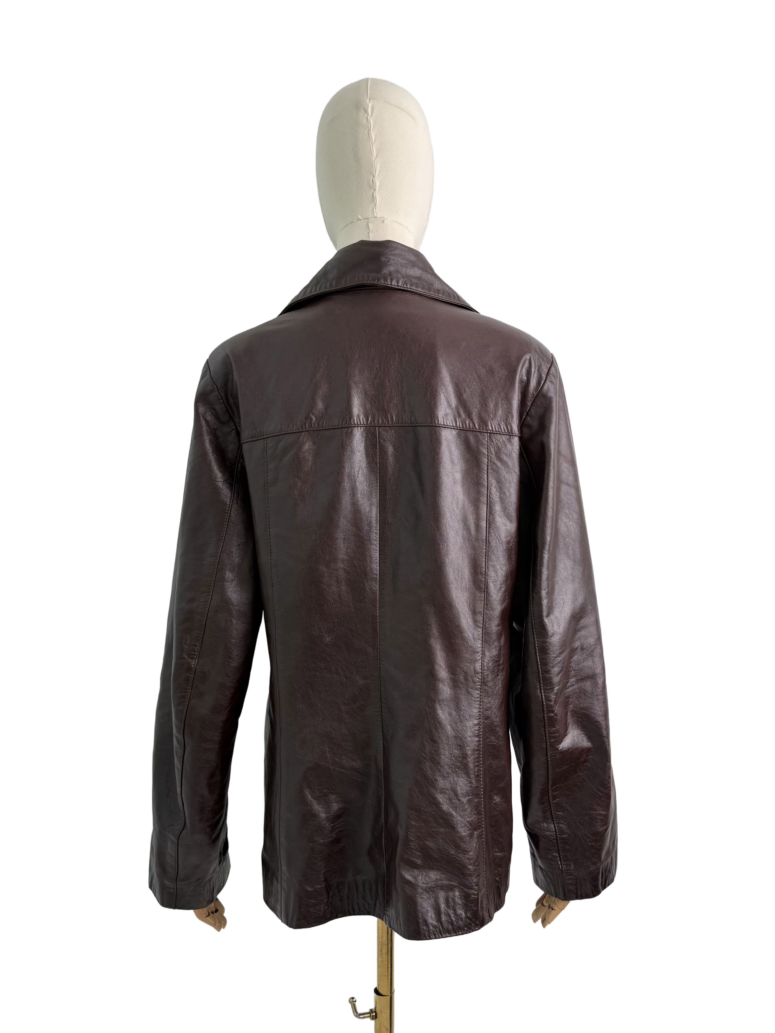 Vintage Vintage Genuine Leather Jacket Button Front Utility Classic Size L / US 10 / IT 46 - 4 Thumbnail
