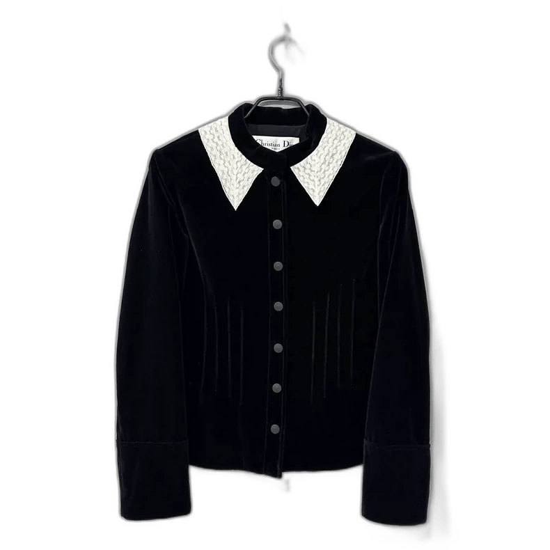 Dior Luxurious Velvet Lace Collar Jacket Size XS / US 0-2 / IT 36-38 - 1 Thumbnail