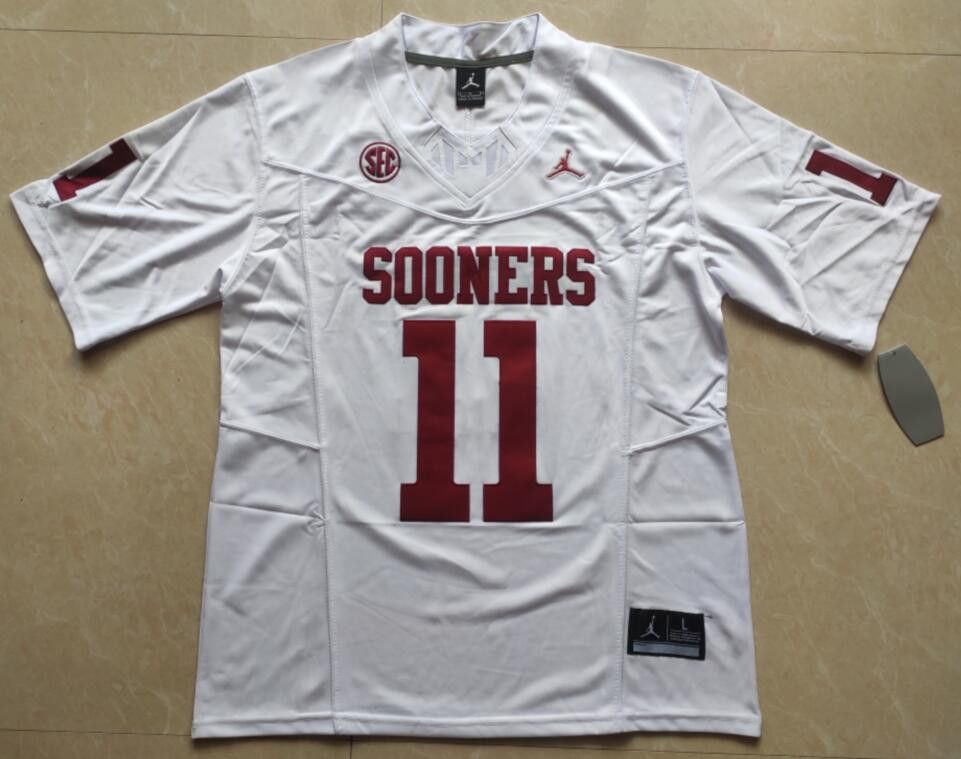 Other Men's Oklahoma Sooners #11 Jackson Arnold Jerseys White Size US L / EU 52-54 / 3 - 3 Thumbnail