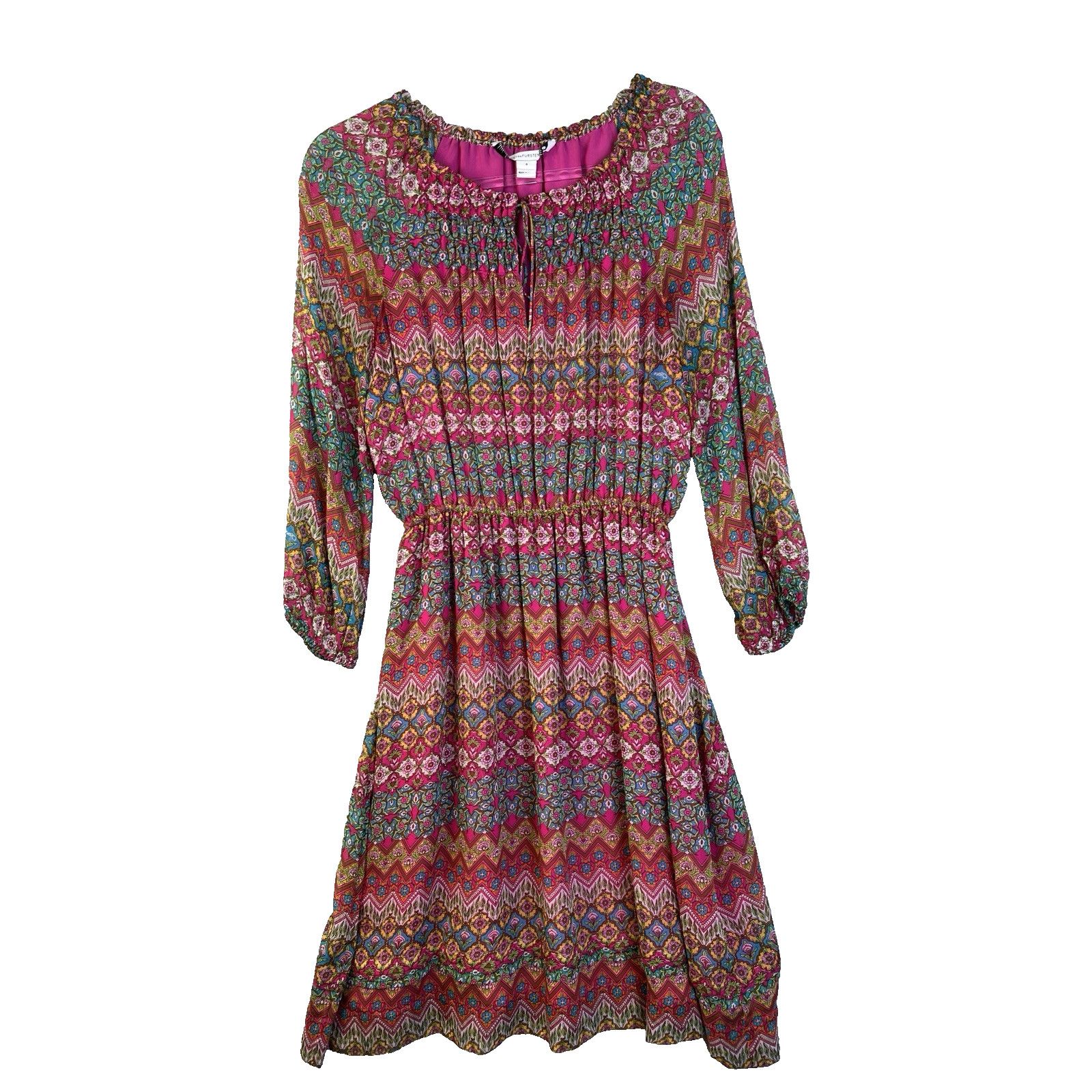 Diane von Furstenberg Diane von Furstenberg DVF Peasant Dress Women 8 Silk Red Size M / US 6-8 / IT 42-44 - 1 Thumbnail
