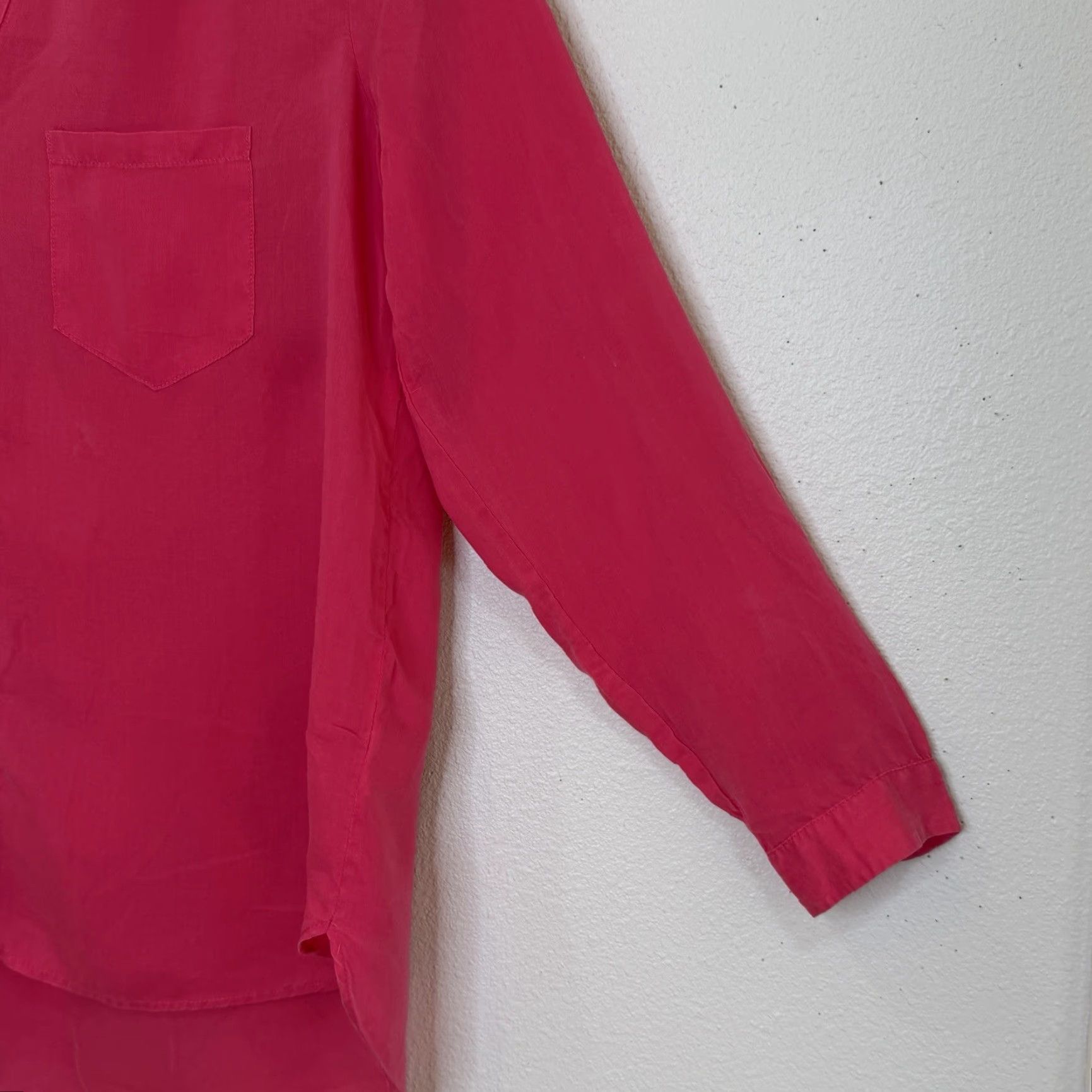 Gap Gap Button Front Shirt Womens XL Lyocell Dark Pink V-Neck Long Sleeve Size XL / US 12-14 / IT 48-50 - 3 Thumbnail