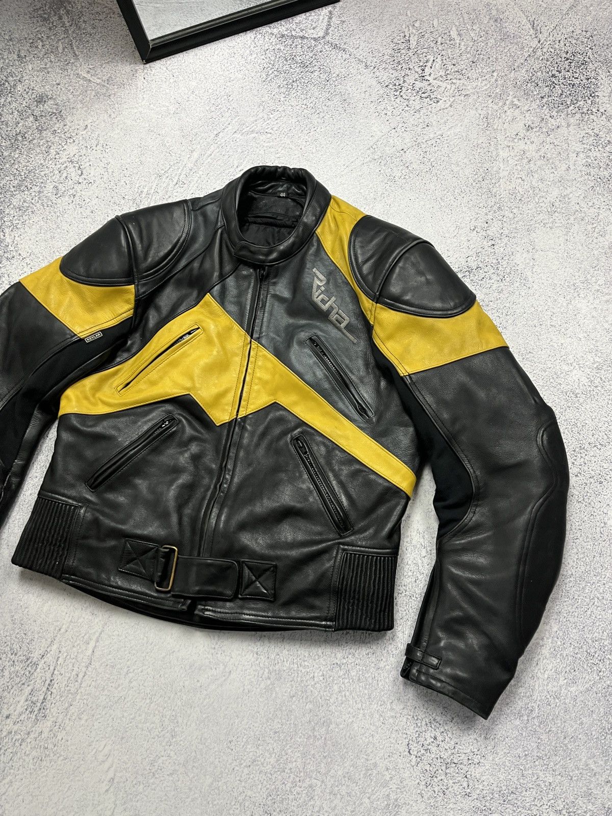 Genuine Leather Richa Black Moto Leather Jacket Vintage Racing Bike Size US S / EU 44-46 / 1 - 4 Thumbnail