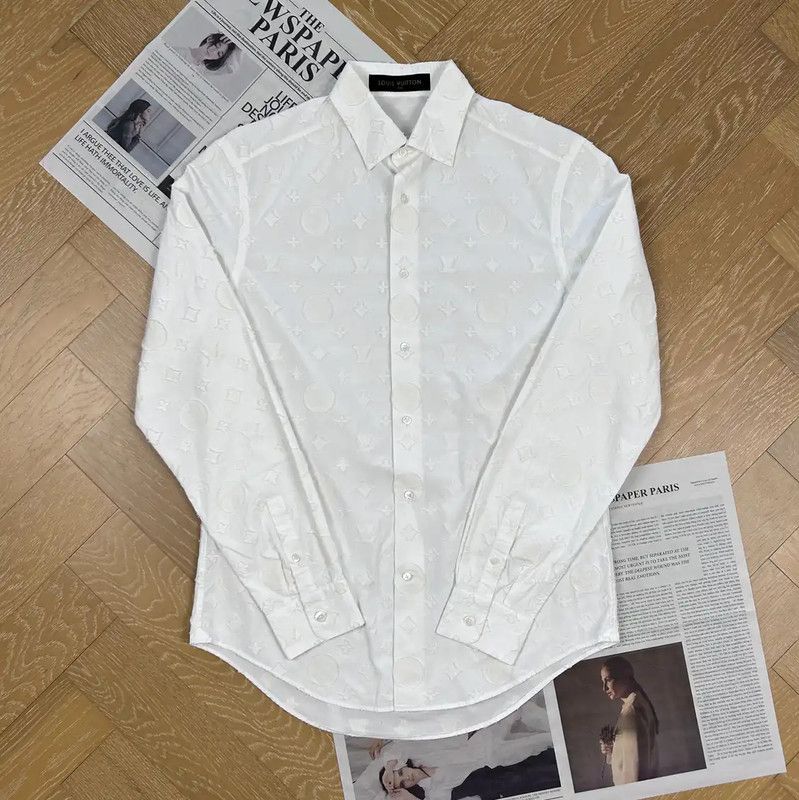 Louis Vuitton Louis Vuitton Men's White Cotton Long Sleeve Shirt 0089 Size US M / EU 48-50 / 2 - 1 Thumbnail