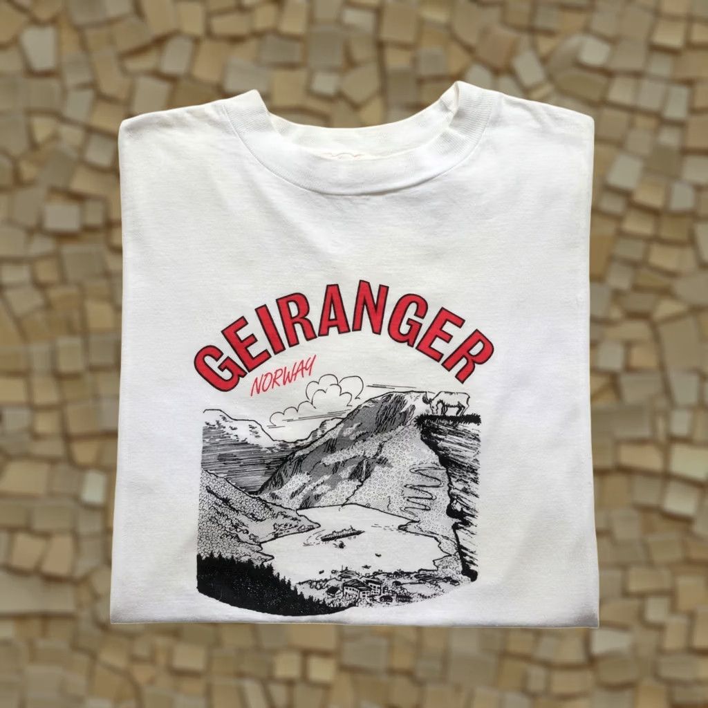 Vintage VINTAGE GEIRANGER NORWAY VTG 70s 80s SOUVENIR OUTDOOR GRAPHIC WHITE T SHIRT LG Men Shirt Crew Neck Short Sleeve Cotton Graphic Print 80s Outdoor Wes Size US L / EU 52-54 / 3 - 1 Thumbnail