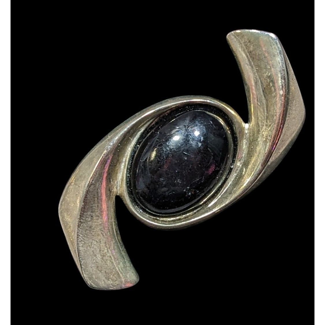 Other Vintage Abstract Art Deco Swirl Brooch With Onyx Cabochon Size ONE SIZE - 1 Thumbnail