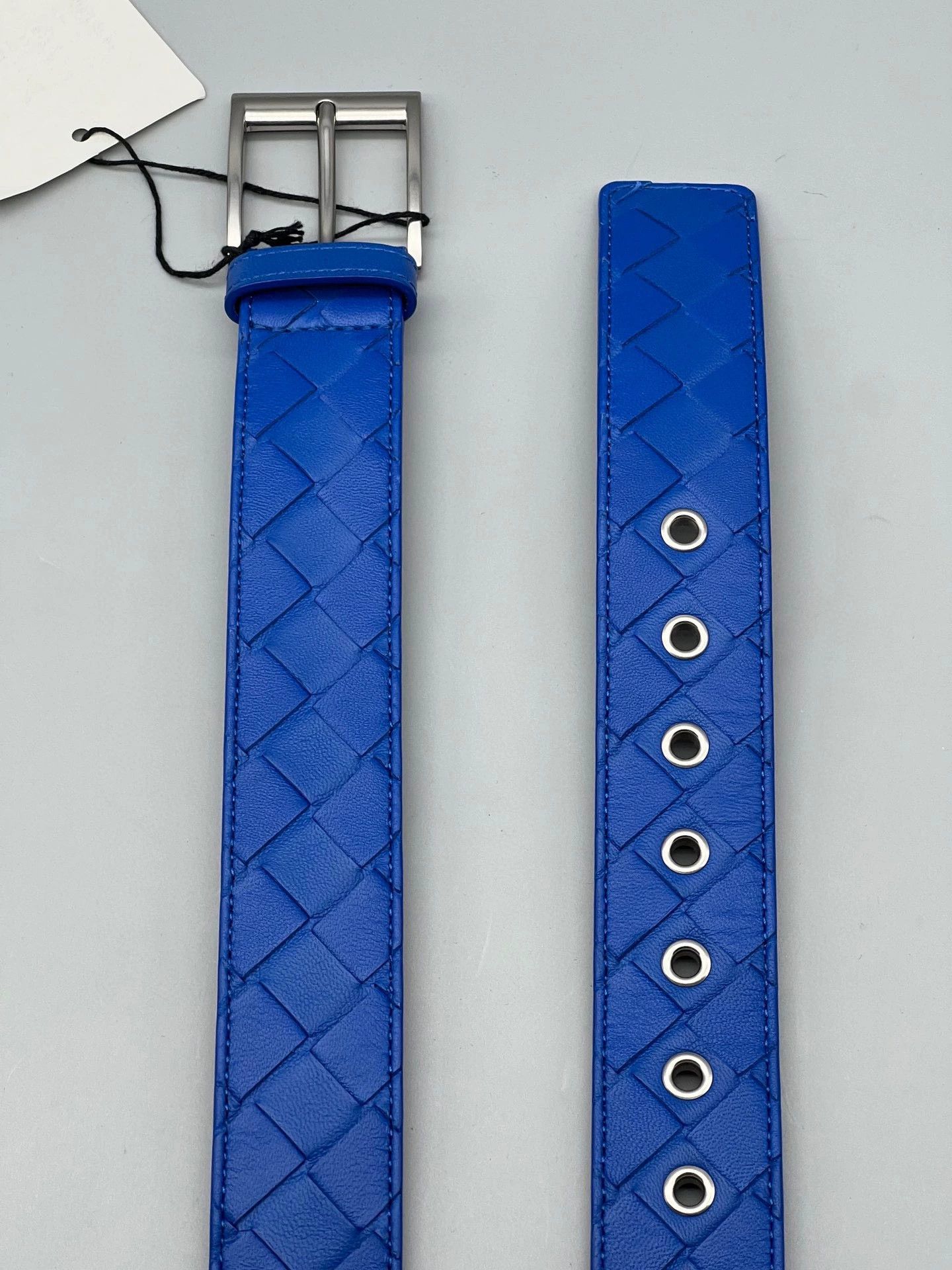 Bottega Veneta blue woven leather belt by bottega veneta Size ONE SIZE - 3 Thumbnail