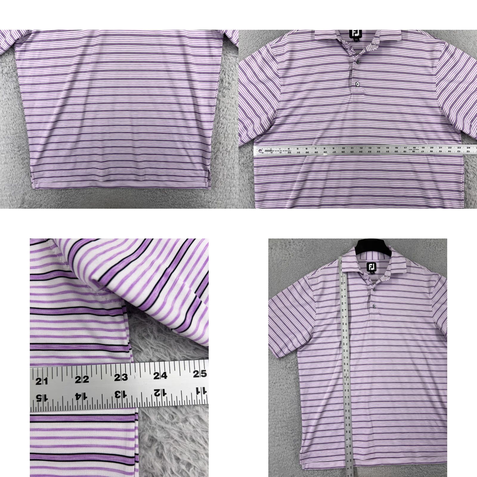 Footjoy FootJoy Polo Shirt Mens Large Purple Stripe 100% Polyester Polo Shirt Golf Outdoor Size US L / EU 52-54 / 3 - 8 Thumbnail