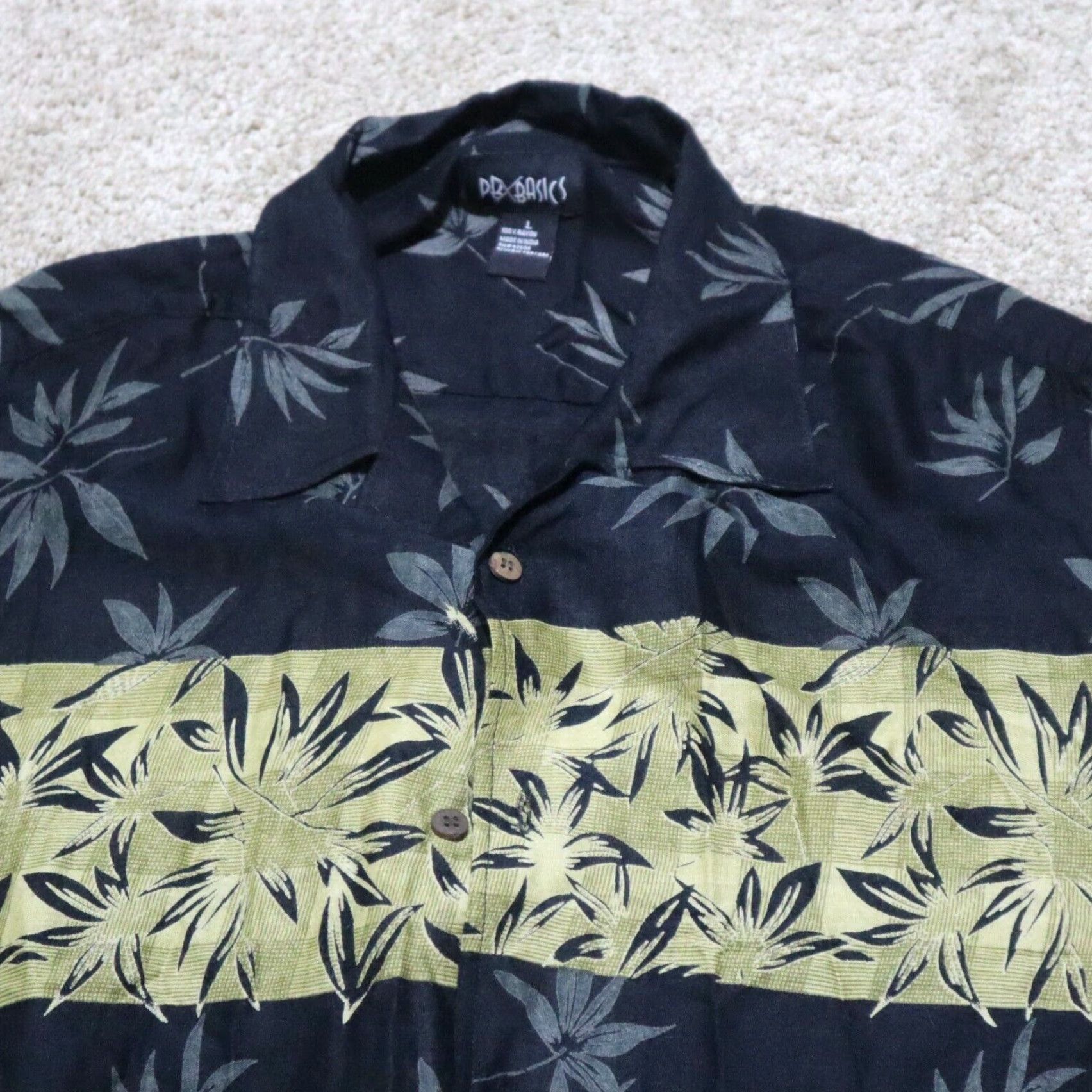 Asics PB Basics Shirt Women's L Black Button-Up Casual 100% Cotton Hawaiian Size L / US 10 / IT 46 - 2 Thumbnail