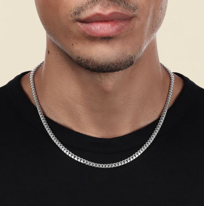 image of Miami Cuban Link Chain 5Mm - 925 Silver (60 Cm), Men's