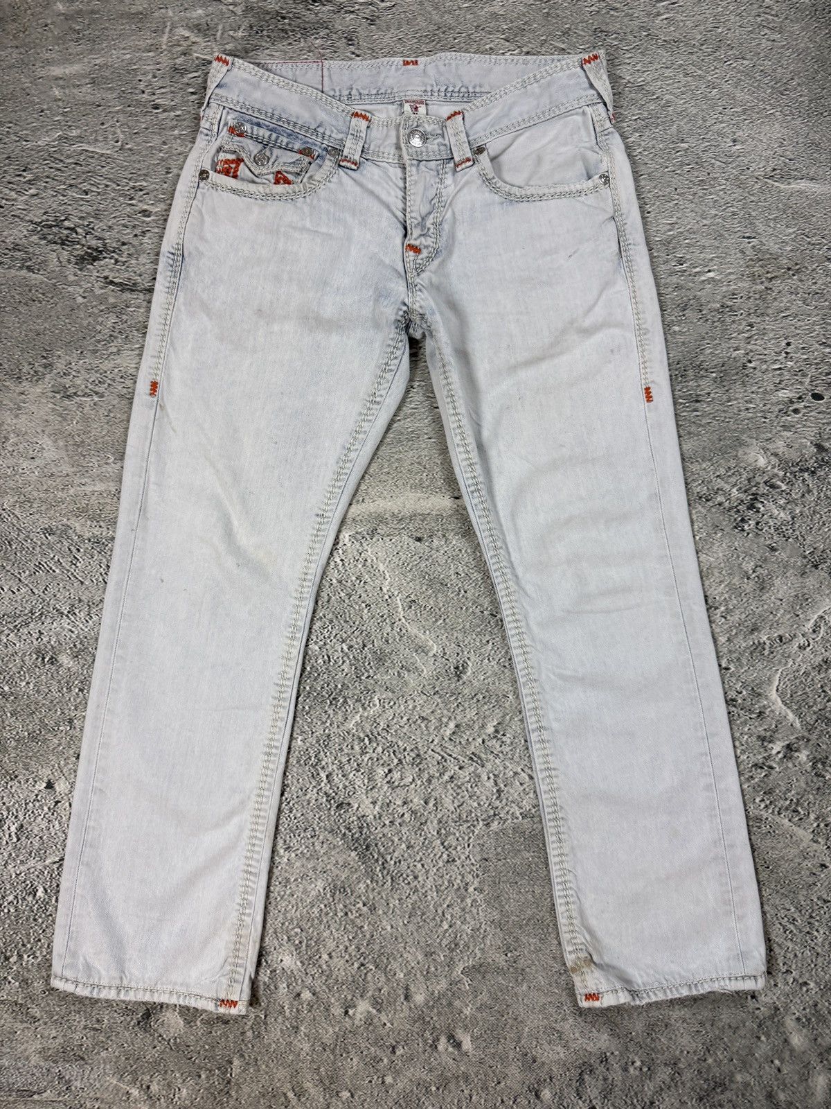 True Religion True Religion vintage white jeans straight mega T Orange Size US 31 - 6 Thumbnail