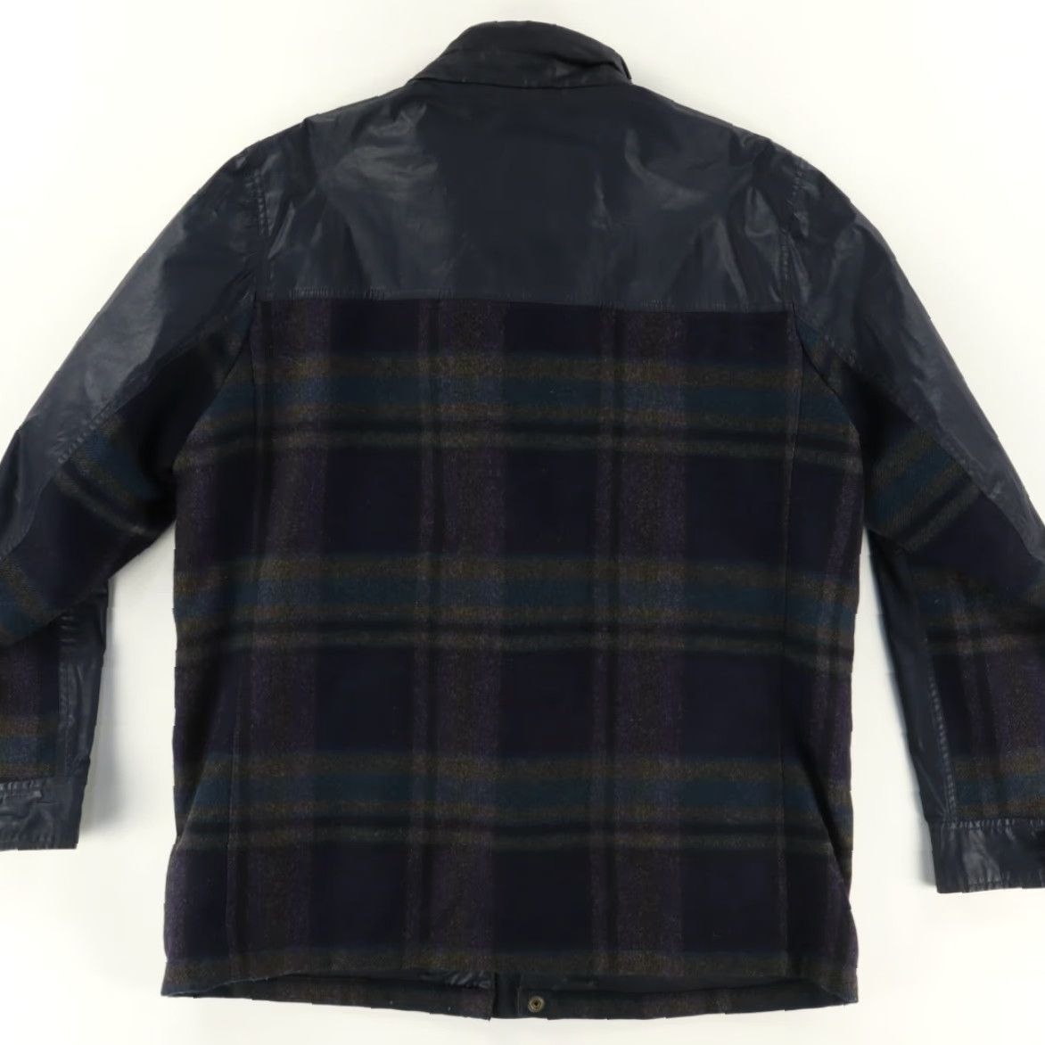 Tommy Hilfiger Tommy Hilfiger x Abraham Moon Waxed Tweed Plaid Mock Long Sleeve Jacket Navy Men's L Shirt Size US L / EU 52-54 / 3 - 4 Thumbnail