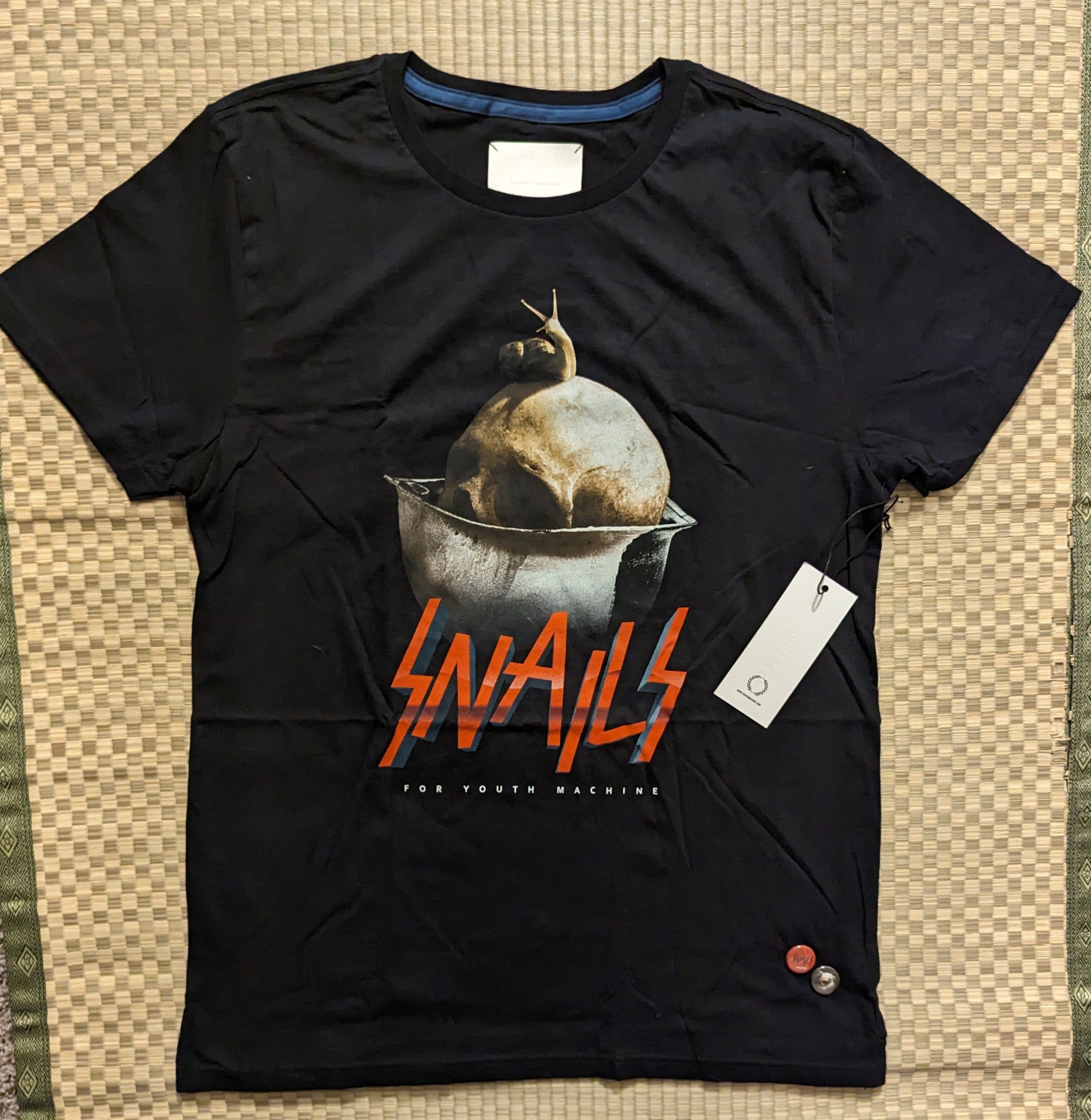 image of Youth&machine NWT Youth Machine Los Angeles Snails T-Shirt W/ Pins in Black, Men's (Size XL)