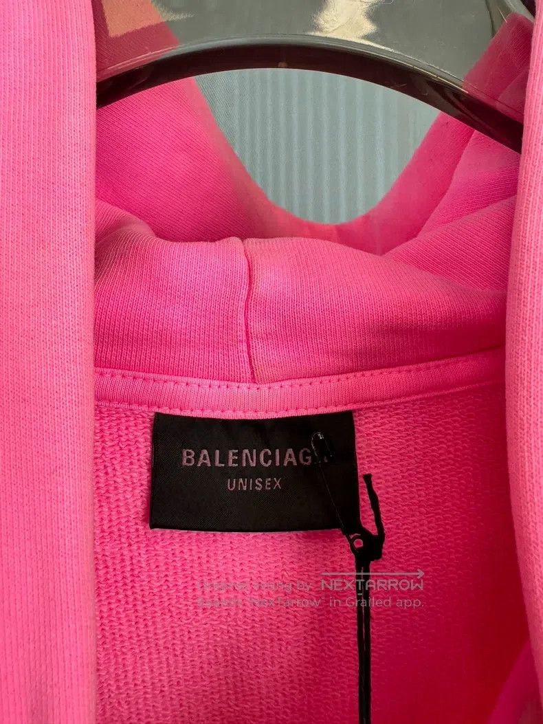Balenciaga Balenciaga Mud-Dyed Old-School Embroidered Logo Pink Hoodi Size US XS / EU 42 / 0 - 4 Thumbnail