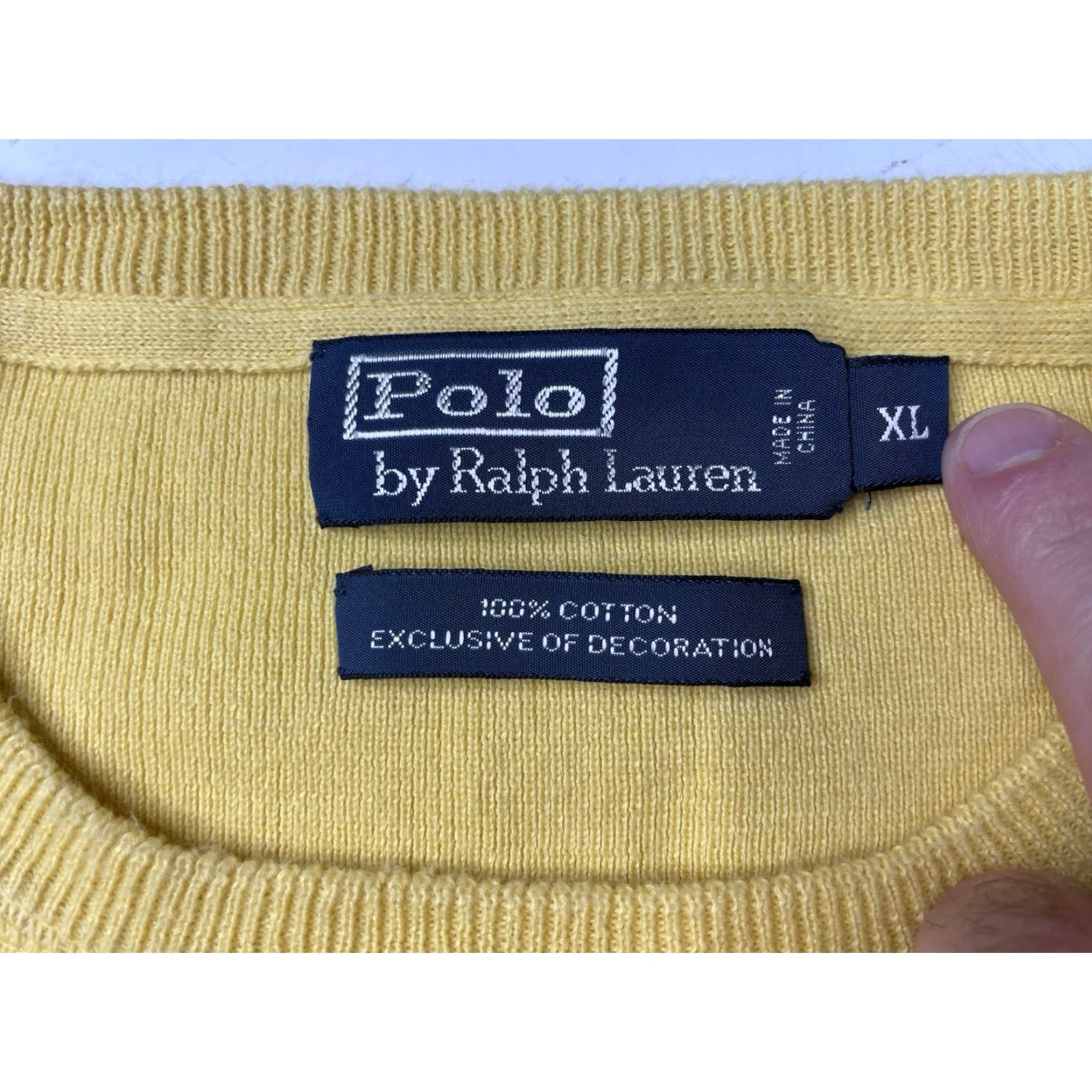 Ralph Lauren Polo Ralph Lauren Cotton Crewneck Pullover Sweater Yellow Mens XL Logo Ribbed Size US XL / EU 56 / 4 - 3 Thumbnail