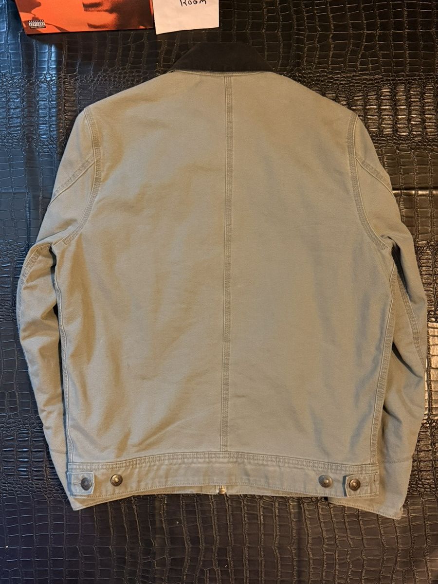 Zara ZARA Zip‑Up Jacket – Stone Green Black Collar – Size S Size US S / EU 44-46 / 1 - 7 Thumbnail
