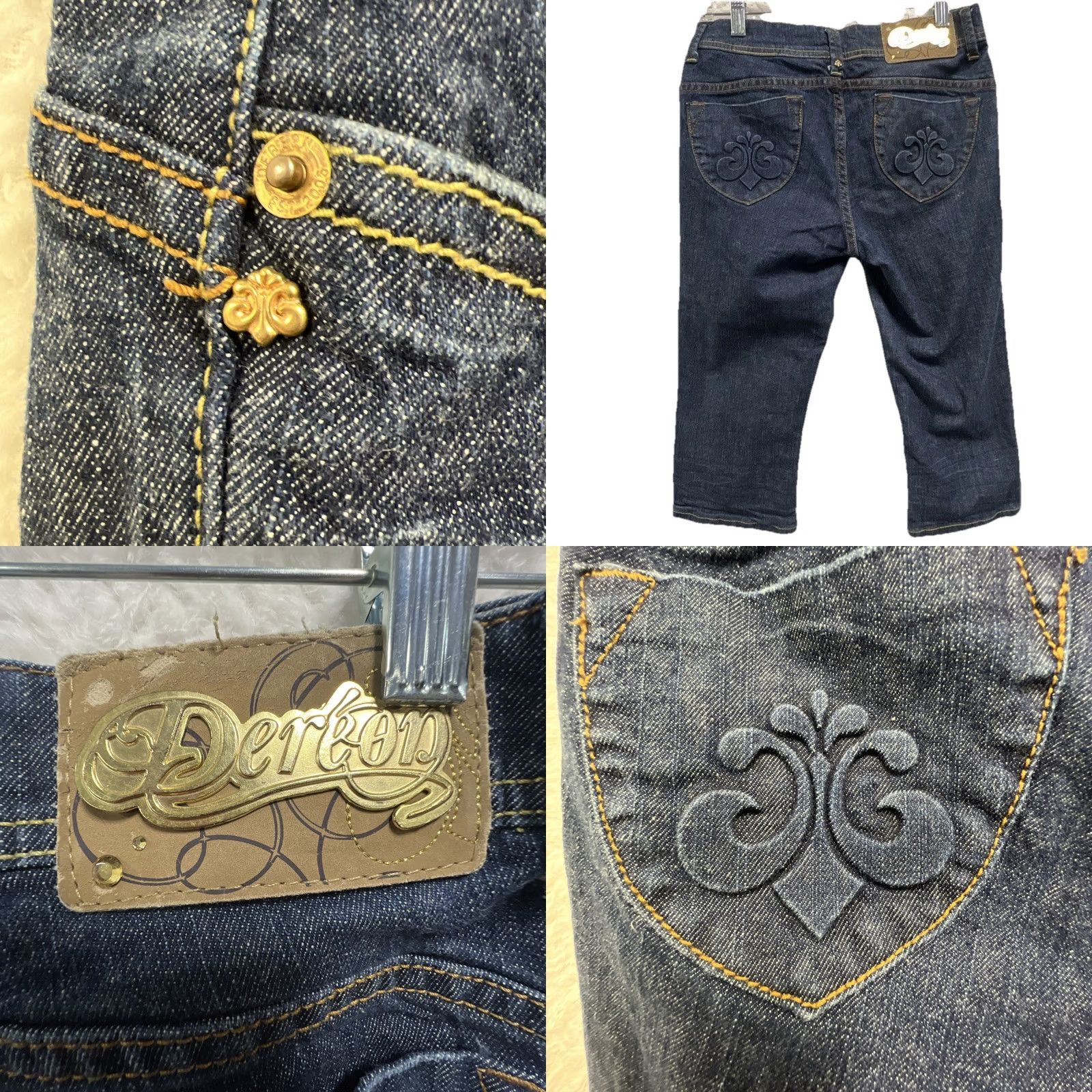 Denime House of Dereon Womens Jeans Capri 5/6 Low Rise Denim Embroidered Stretch Size 27" / US 4 / IT 40 - 8 Thumbnail