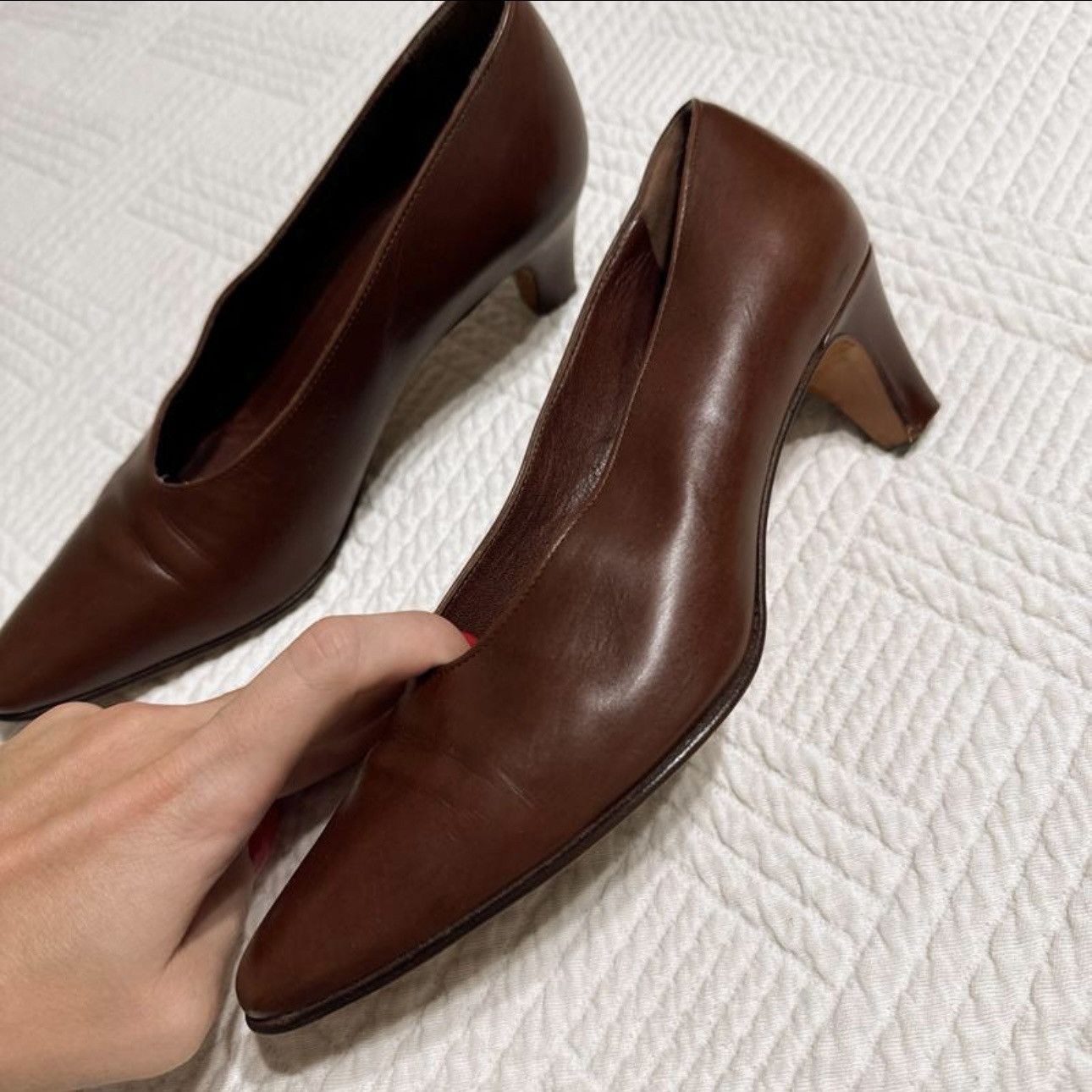 Designer × Vintage Stepane Kelian heels shoes size 4 france leather brown Size US 8.5 / IT 38.5 - 5 Thumbnail