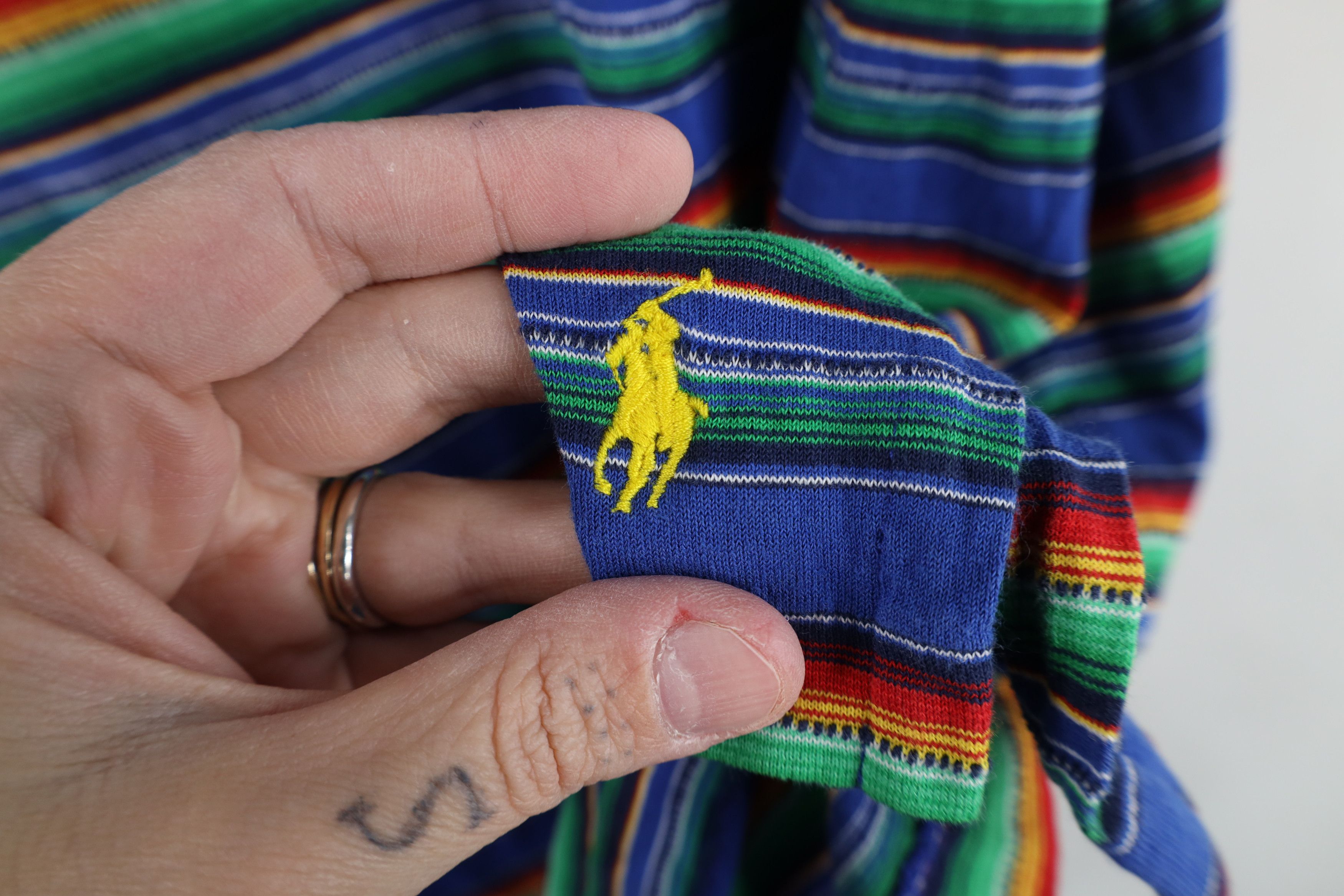 Ralph Lauren Vintage 90s Ralph Lauren Striped Knit Collared Polo Shirt Size US XXL / EU 58 / 5 - 4 Thumbnail