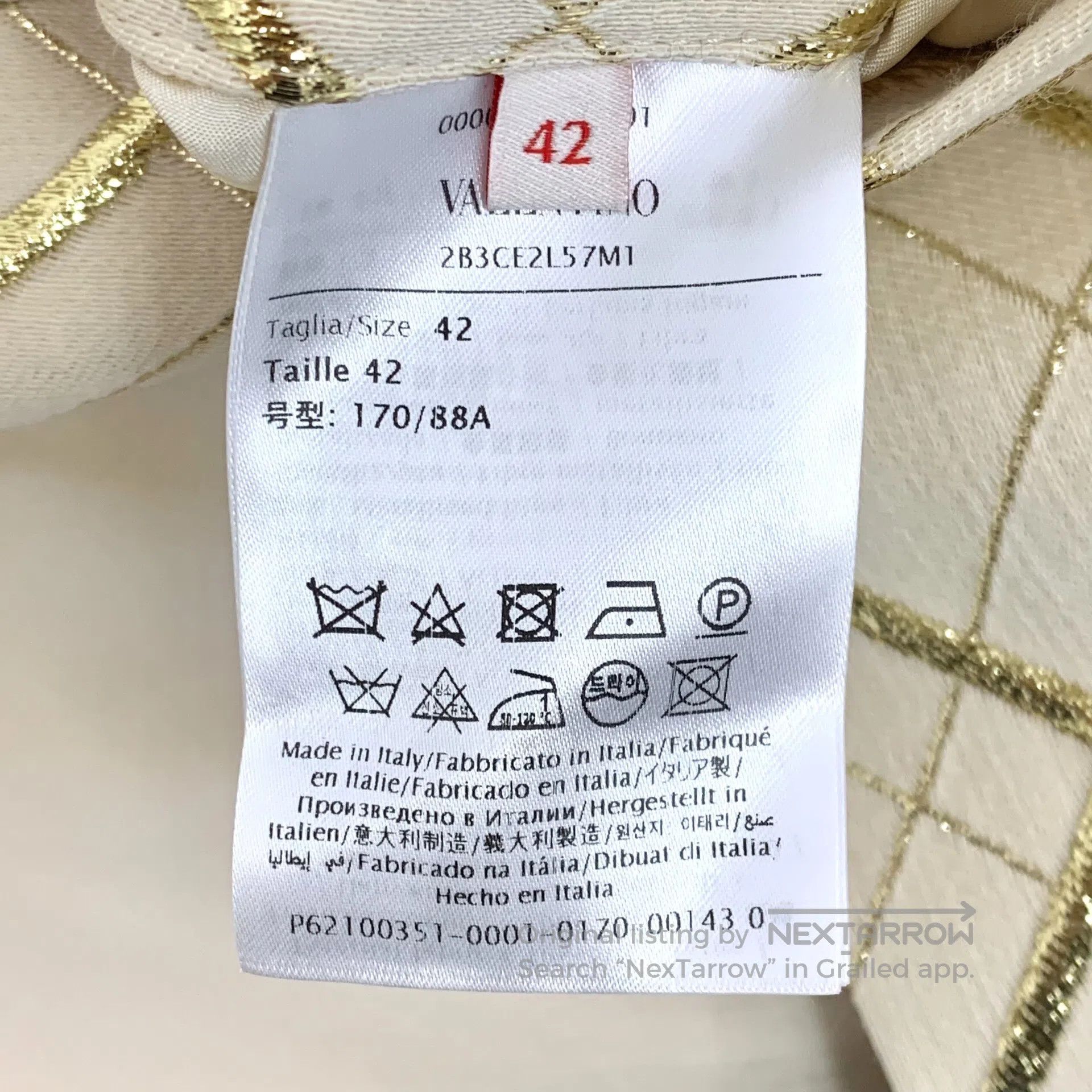 Valentino Valentino Light Yellow Diamond Metallic Wool Collar Long S Size M / US 6-8 / IT 42-44 - 6 Thumbnail