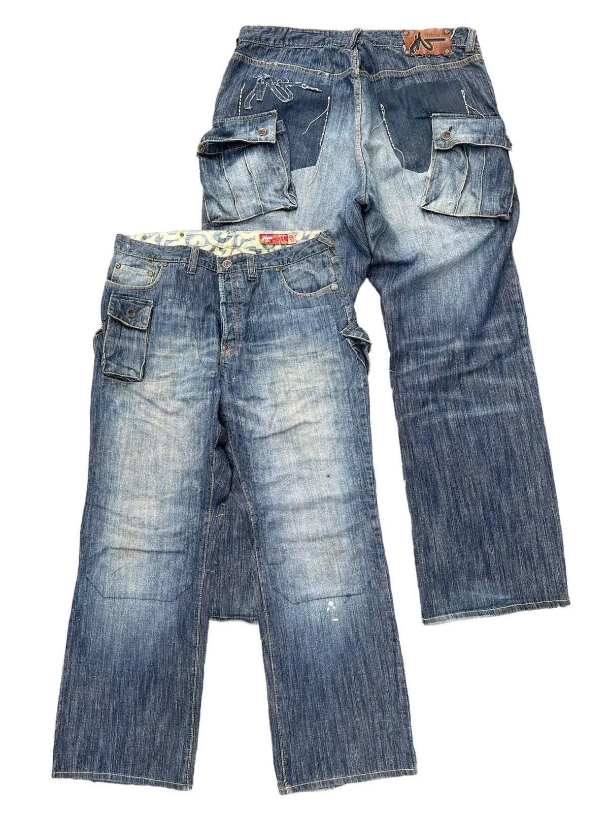 CRAZY!! MBSK JEANS GAS MASK BAGGY VTG DOUBLE KNEE DENIM PANT