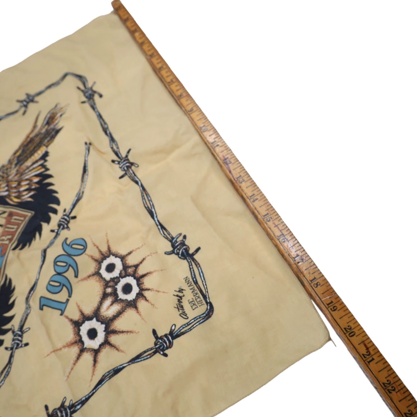 Vintage VINTAGE 1996 Laughlin River Run Motorcycle Rally Graphic Bandana Kerchief Yellow Unisex 20" Bandana Mens Womens Boys Girls Size ONE SIZE - 5 Thumbnail