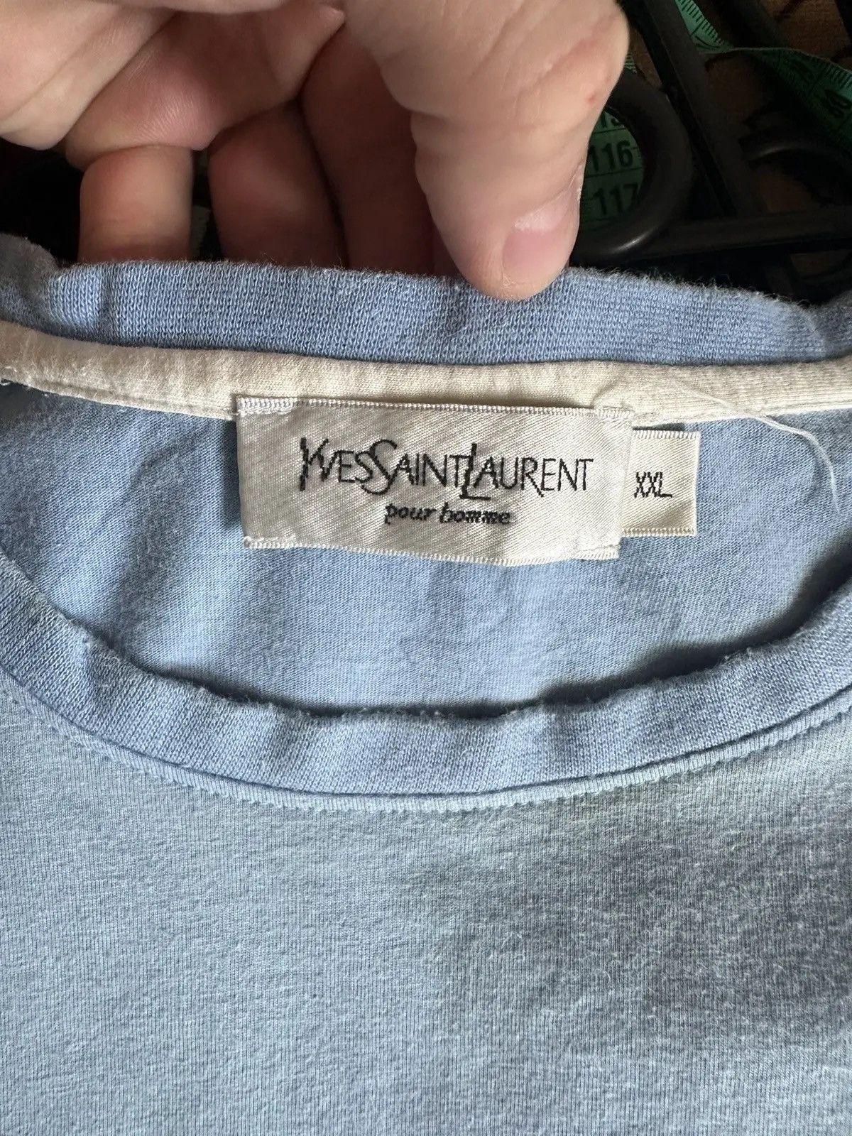 Vintage × Yves Saint Laurent Vintage Yves Saint Laurent Tee YSL logo size XXL light blue Size US XXL / EU 58 / 5 - 7 Thumbnail