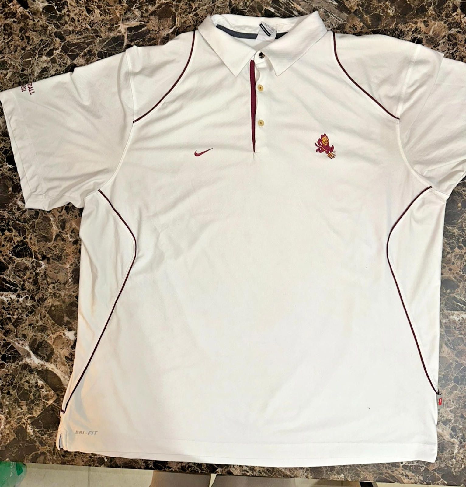 Nike Nike Dri-FIT ASU 2011 Alumni Polo Shirt White/Maroon 2XL Size XXL / US 16-18 / IT 52-54 - 2 Thumbnail