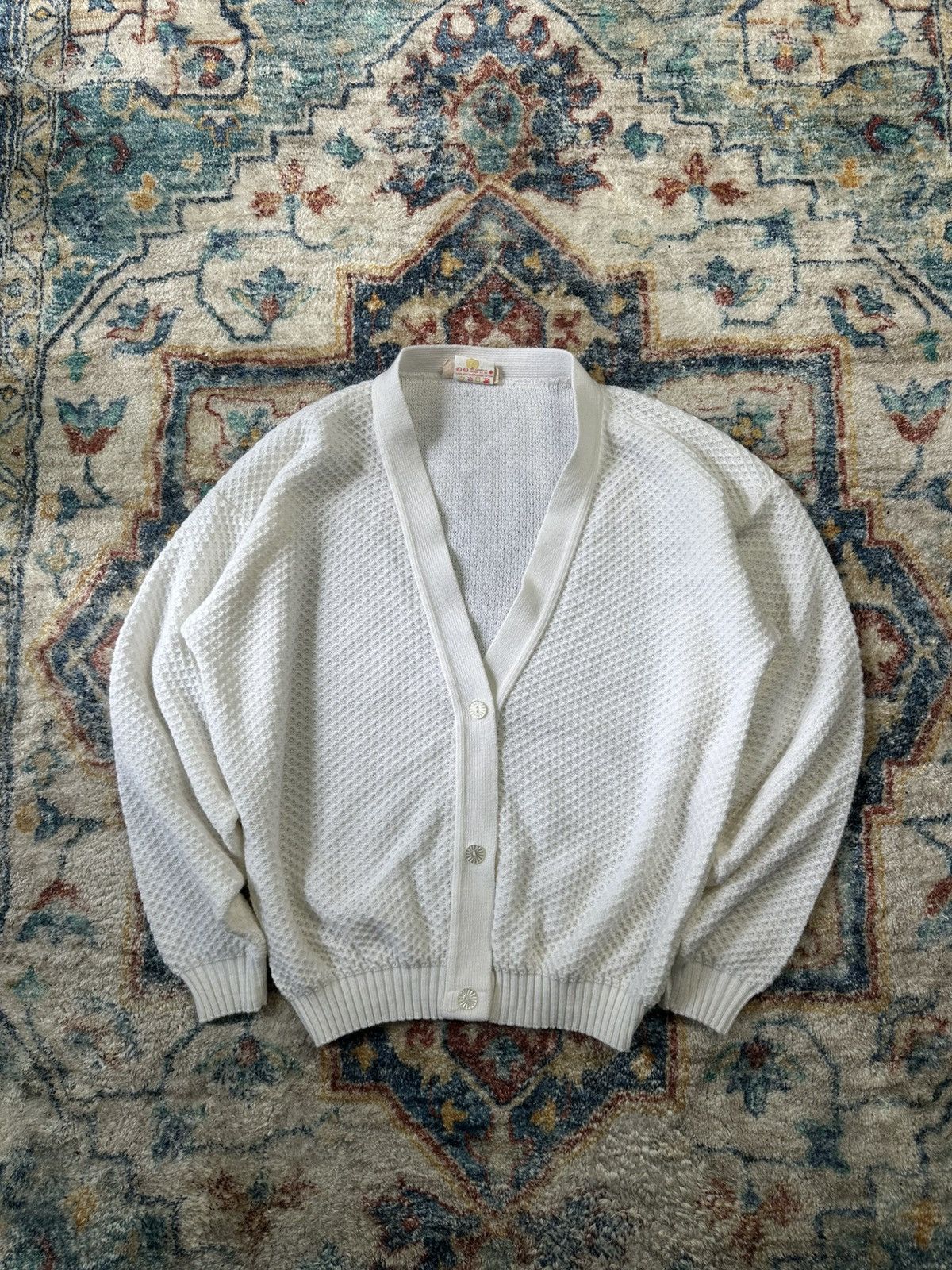 Vintage Vintage 1980s Knitcraft Textured Cardigan Sweater Small Size S / US 4 / IT 40 - 1 Thumbnail