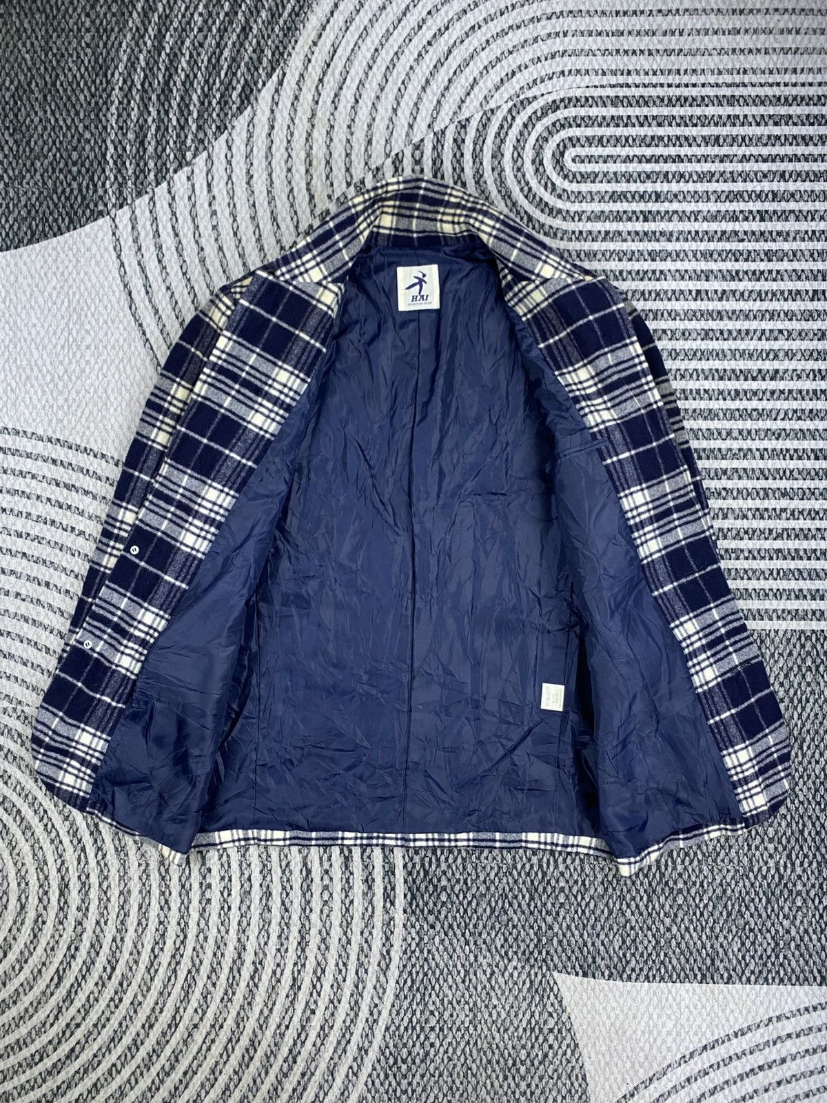 Hai Sporting Gear Vintage Hai Sporting Gear Blue Checked Wool Blend Jacket Size US L / EU 52-54 / 3 - 6 Thumbnail