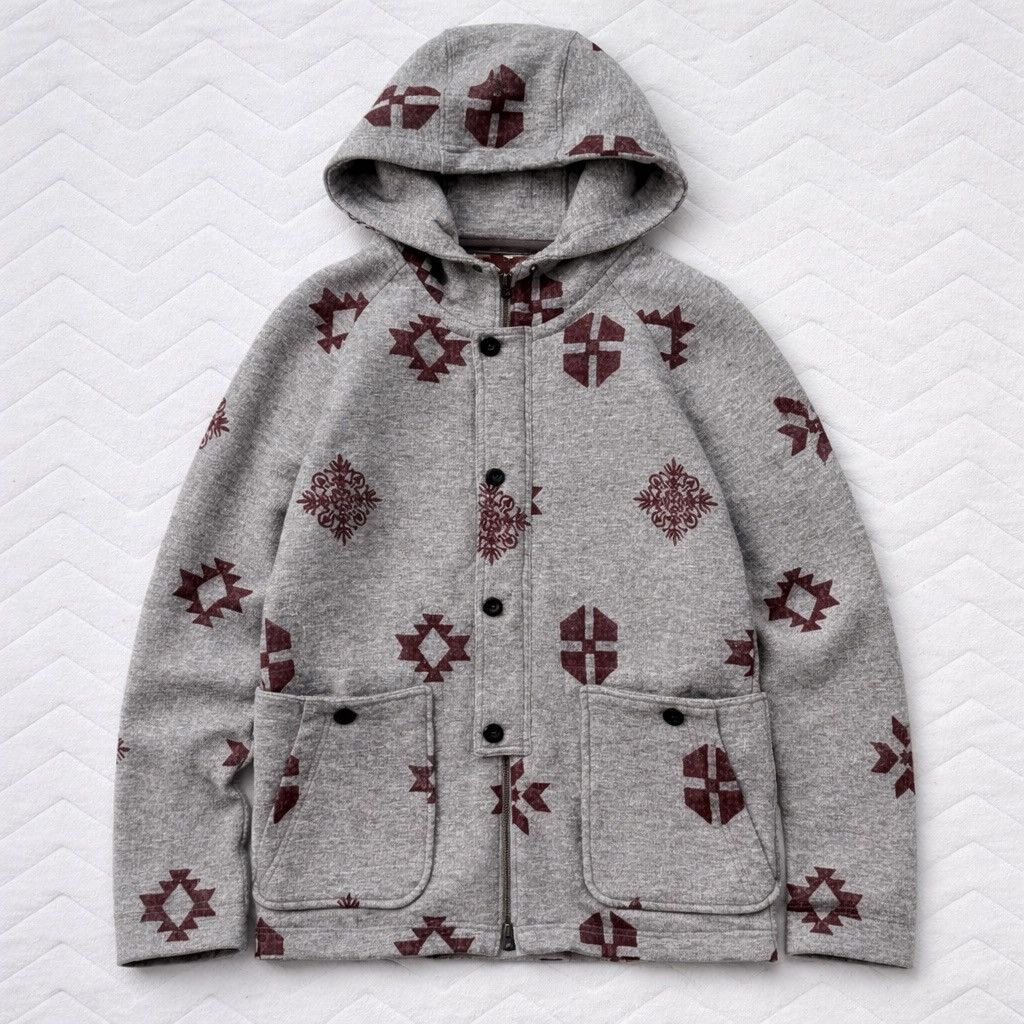 Japanese Brand Nary Hoodie Jacket Japan Brand Pattern Grey Fleece Zip Up Size US L / EU 52-54 / 3 - 1 Thumbnail