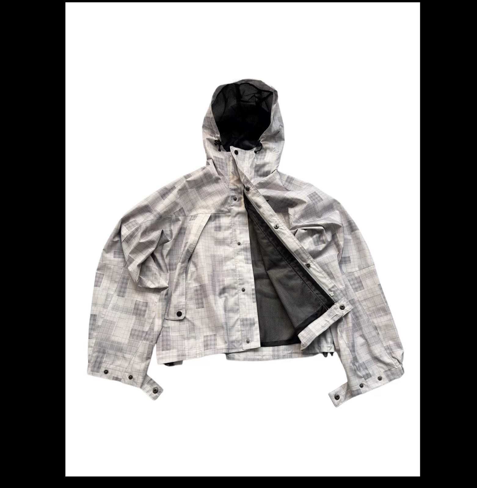 Other Grey Plaid Adjustable Hooded Shell Jacket Dropped Shoulder Size US M / EU 48-50 / 2 - 3 Thumbnail