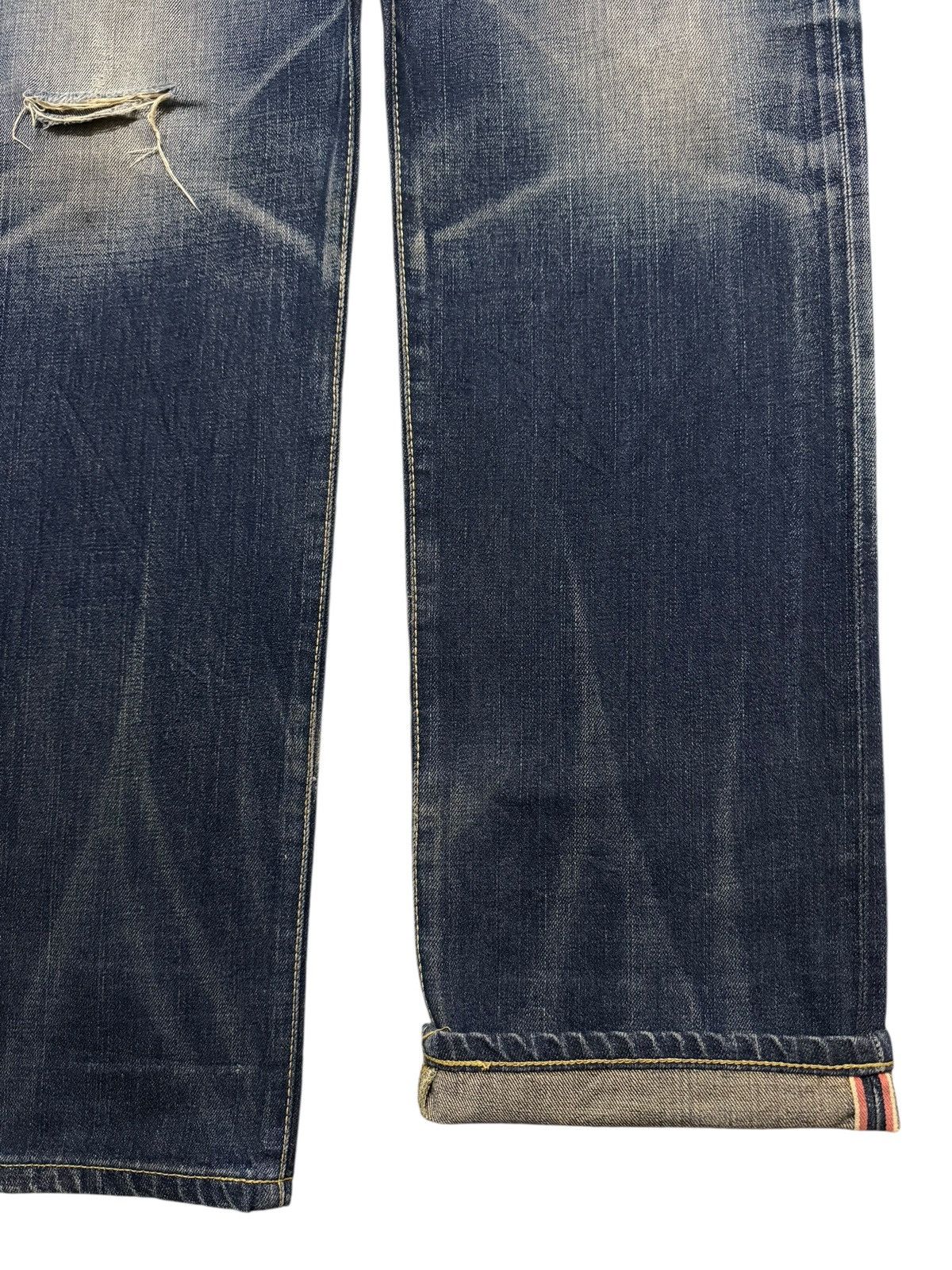 Edwin Vintage 90s Japan Edwin 505z Selvedge Faded Whisker Straight Size US 33 - 6 Thumbnail