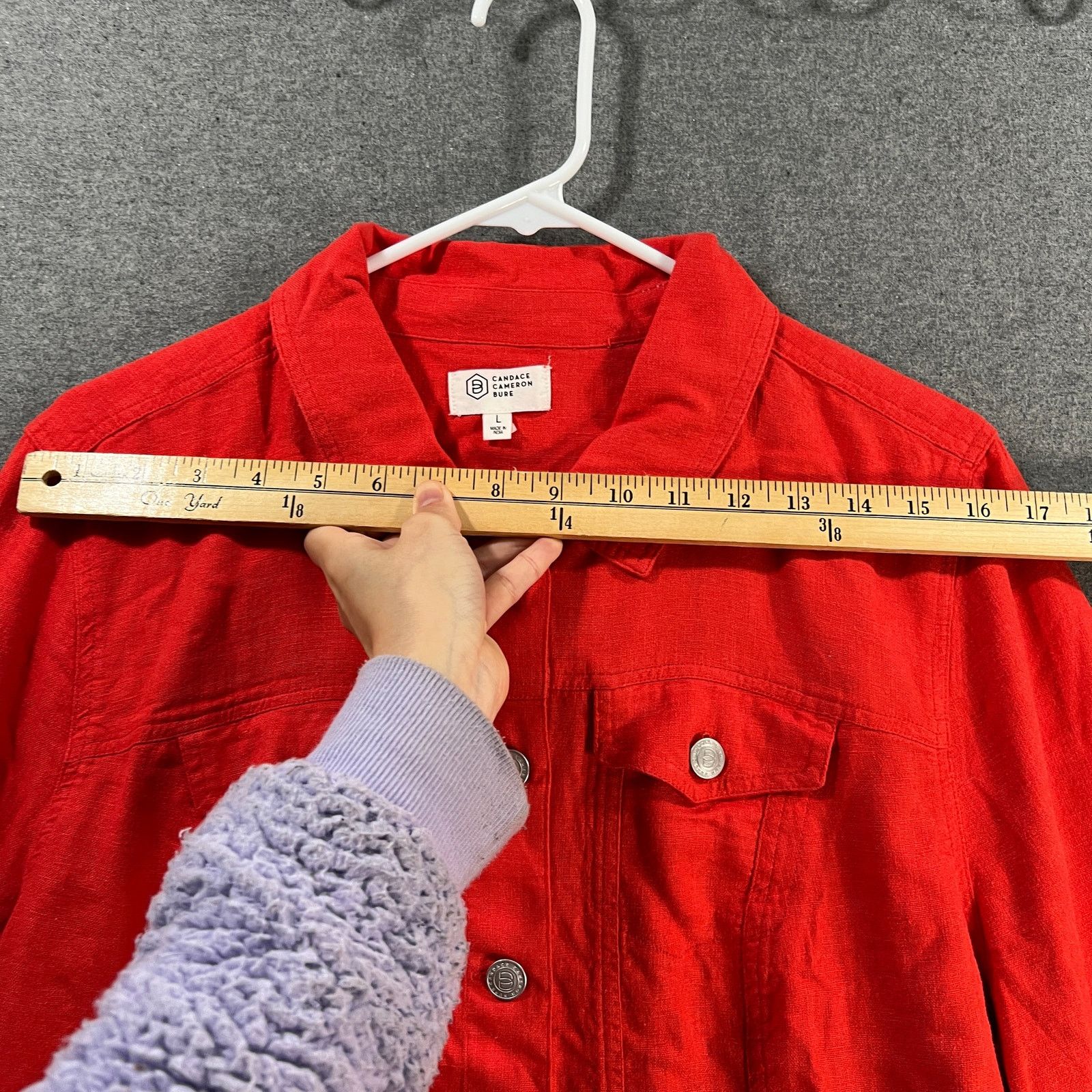 Other Candace Cameron Bure Linen Blend Jacket Cherry, Size L / US 10 / IT 46 - 6 Thumbnail