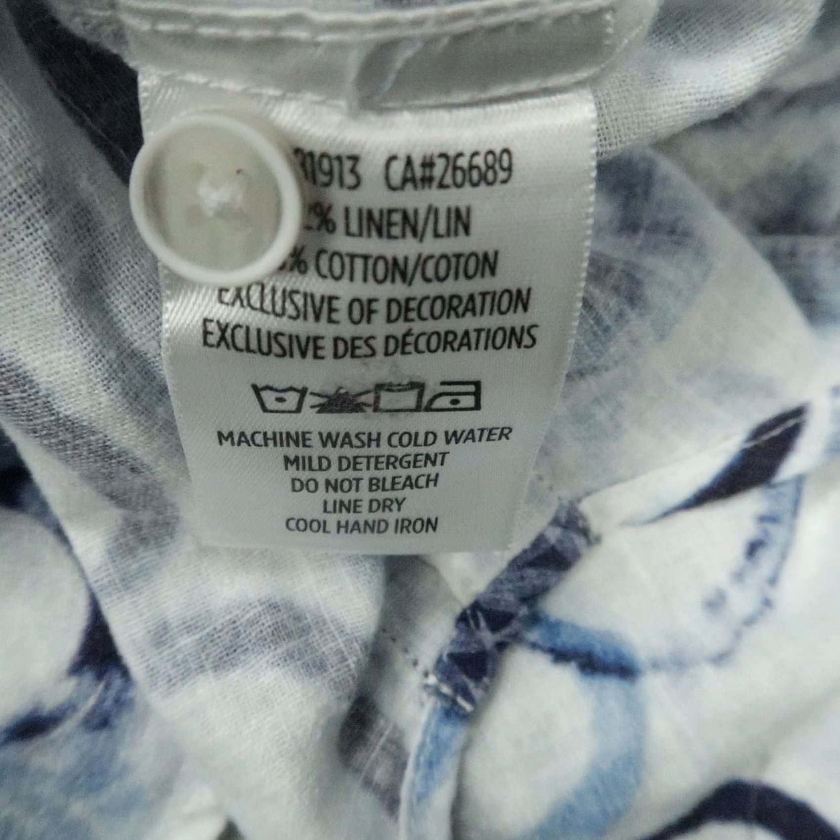 Robert Graham Robert Graham Shirt Mens Small White Blue Geo Abstract Short Sleeve Linen Cotton Size US S / EU 44-46 / 1 - 4 Thumbnail