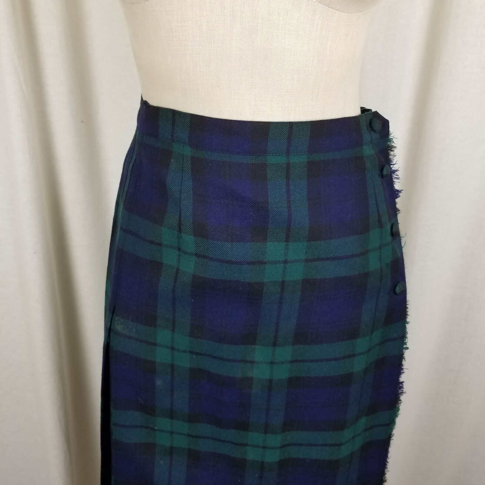 Vintage Vtg Aljean Pleated Wool Tartan Plaid Kilt Wrap Skirt 28in Size 28" / US 6 / IT 42 - 3 Thumbnail