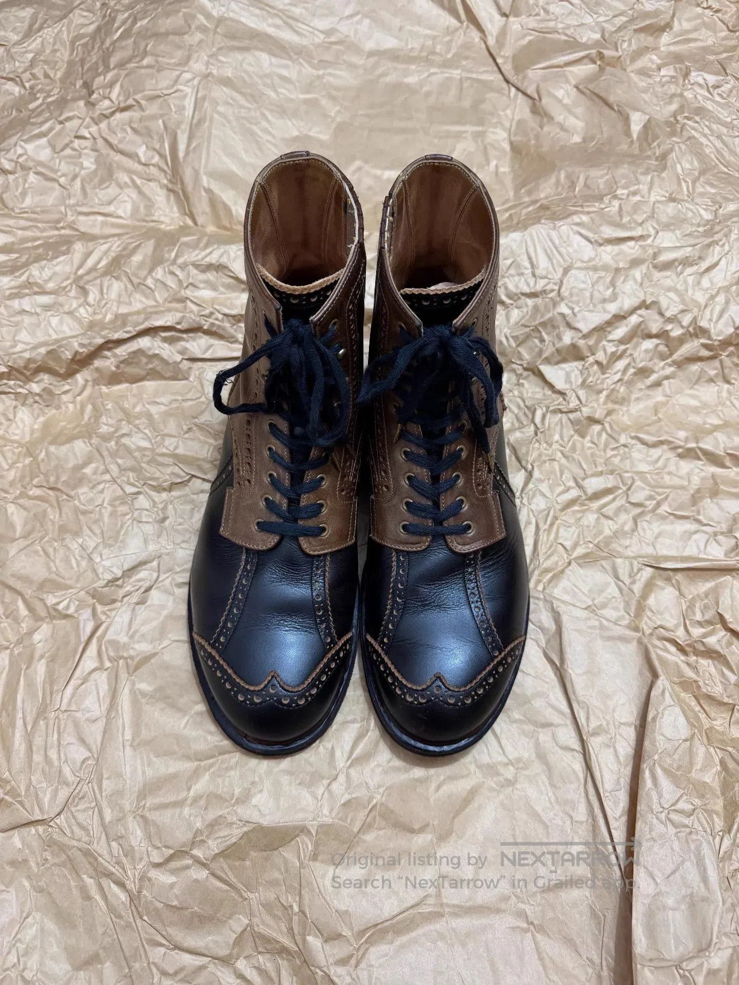 Takahiromiyashita The Soloist. Black Leather Brogue Boots Size 9.5. Size US 9.5 / EU 42-43 - 2 Thumbnail