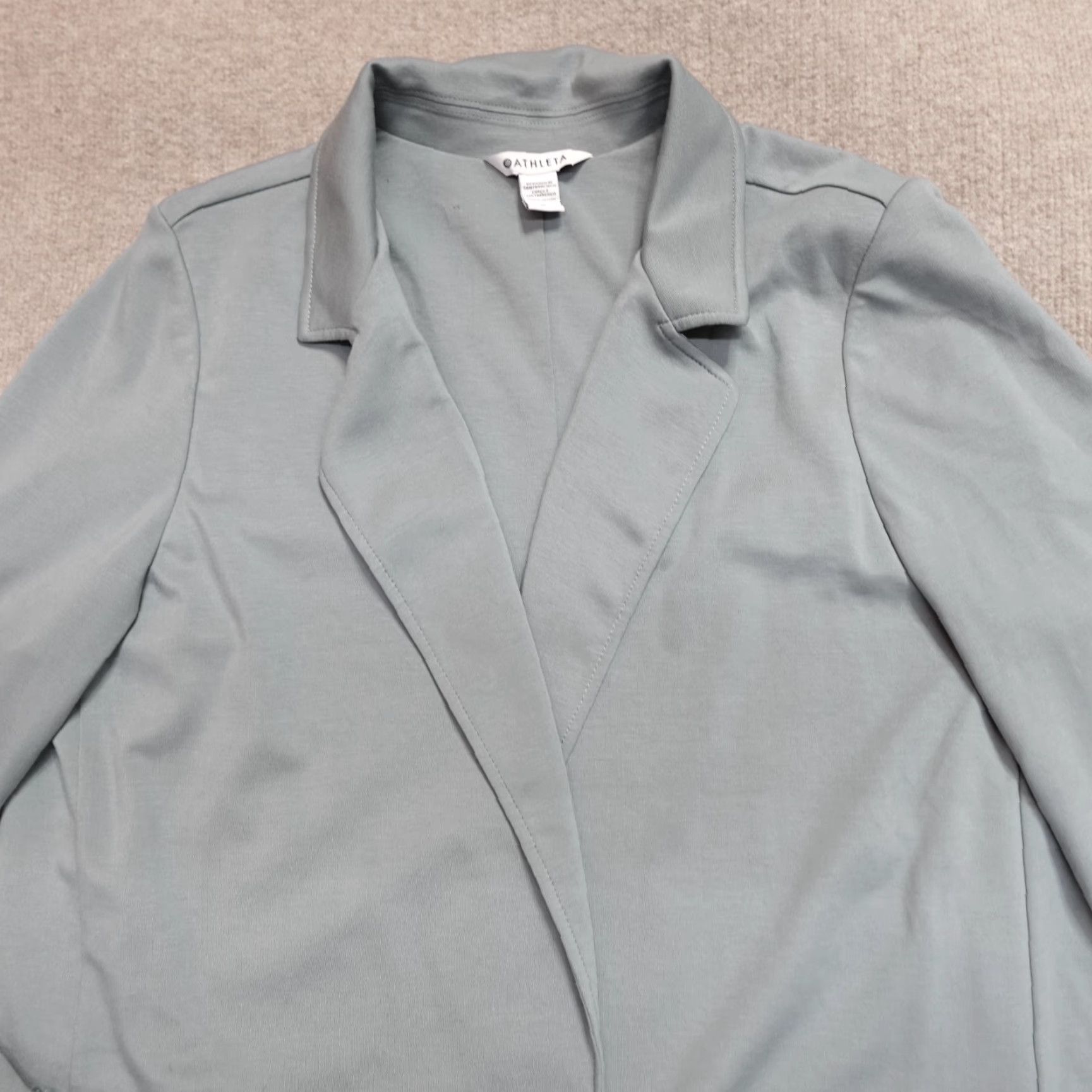 Athleta Athleta Blazer Women 16 Blue Solid Open Front Patch Pockets Tuxedo Mid-Length Size XXL / US 16-18 / IT 52-54 - 3 Thumbnail