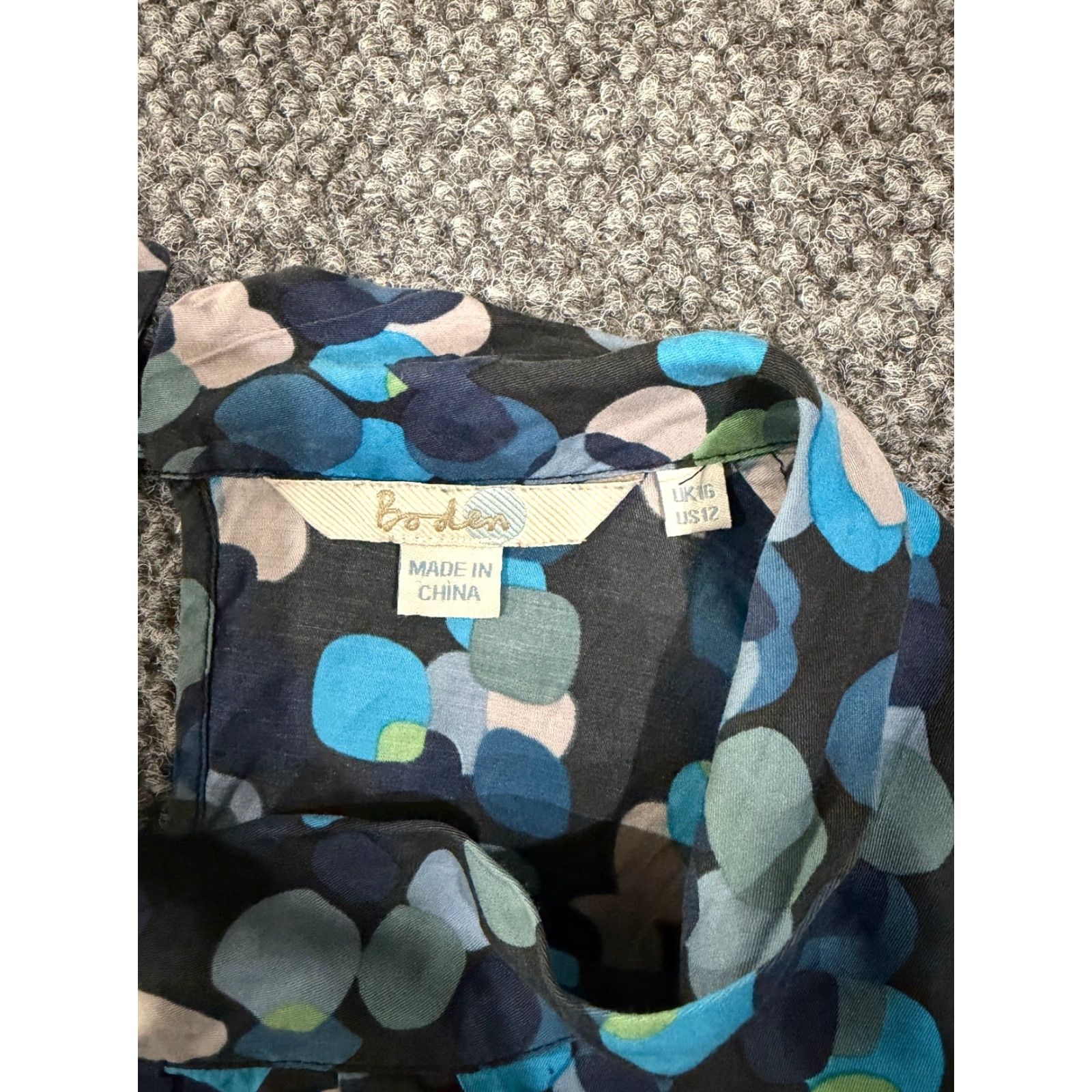 Boden Boden Blouse Women 12 Blue Green Polka Dot Long Sleeve Henley Tie Waist Pullover Regular Size XL / US 12-14 / IT 48-50 - 3 Thumbnail