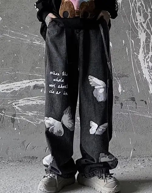 Japanese Brand × Vintage Butterfly Print Straight Leg Jeans Size US 32 / EU 48 - 4 Thumbnail