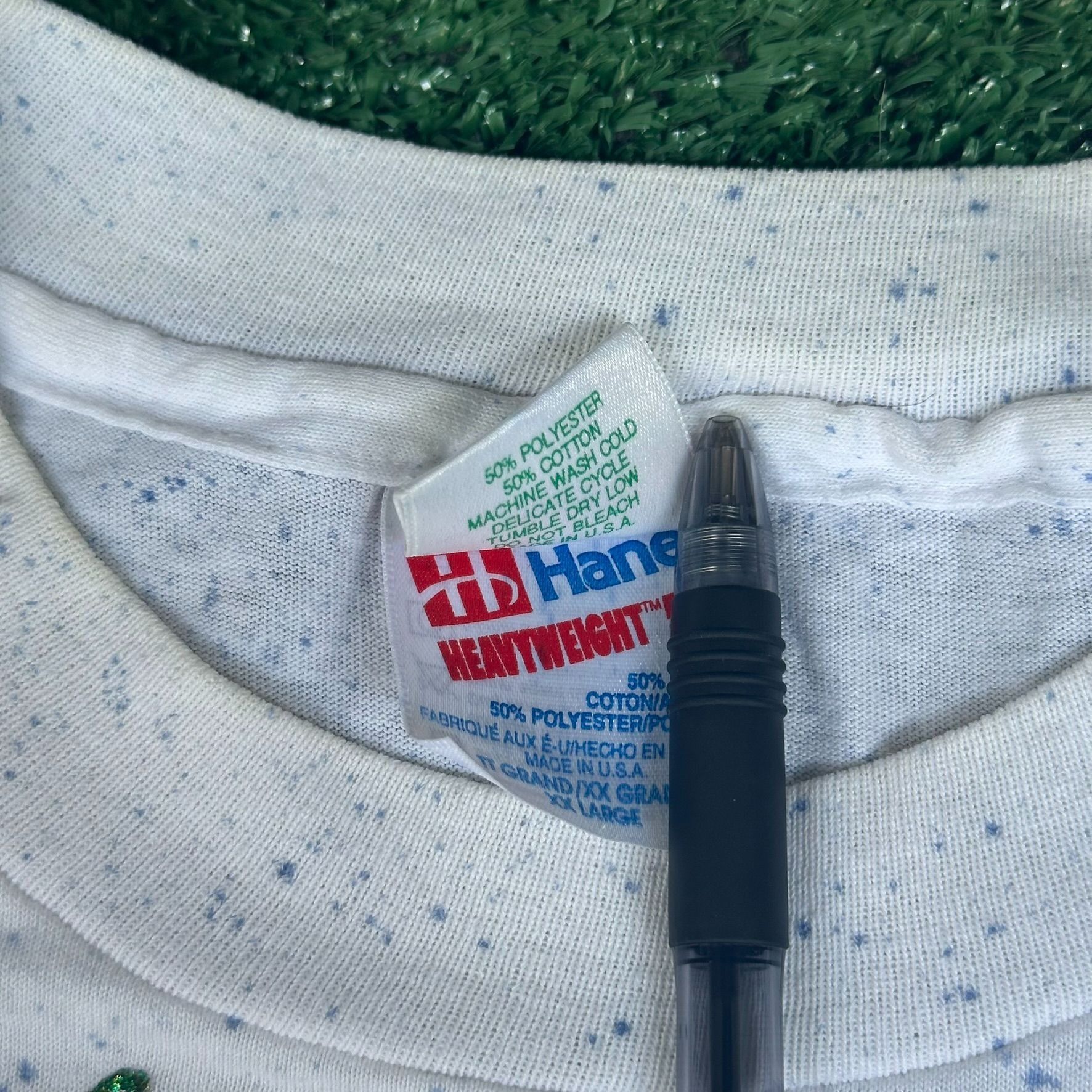 Hanes Vintage 90s Floral T-Shirt Speckled White XXL Single Stitch Size US XXL / EU 58 / 5 - 6 Thumbnail