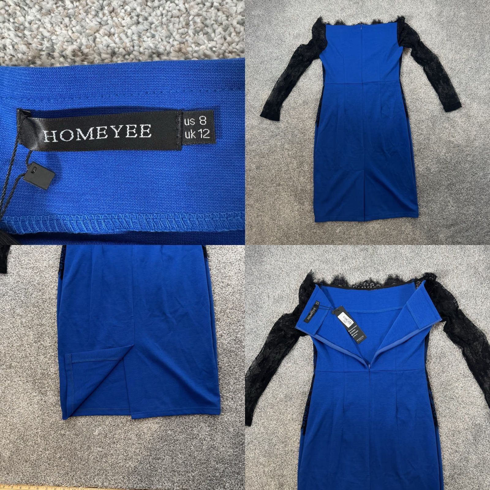 Vintage VINTAGE Romantic Bodycon Dress 8 Black Lace Overlay Date Night Cocktail Moody Whimsigoth Women Short Blue Gothic Party/Cocktail Womens Size M / US 6-8 / IT 42-44 - 8 Thumbnail