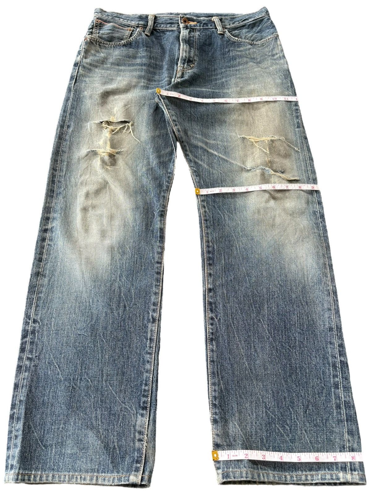 Edwin Vintage Edwin 505 Selvedge Distressed Baggy Jeans Size US 34 / EU 50 - 13 Thumbnail