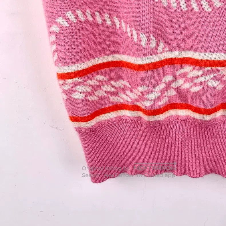 Hermes Hermes 23 Pink Striped Lock Cashmere Round Neck Short Slee Size XS / US 0-2 / IT 36-38 - 5 Thumbnail