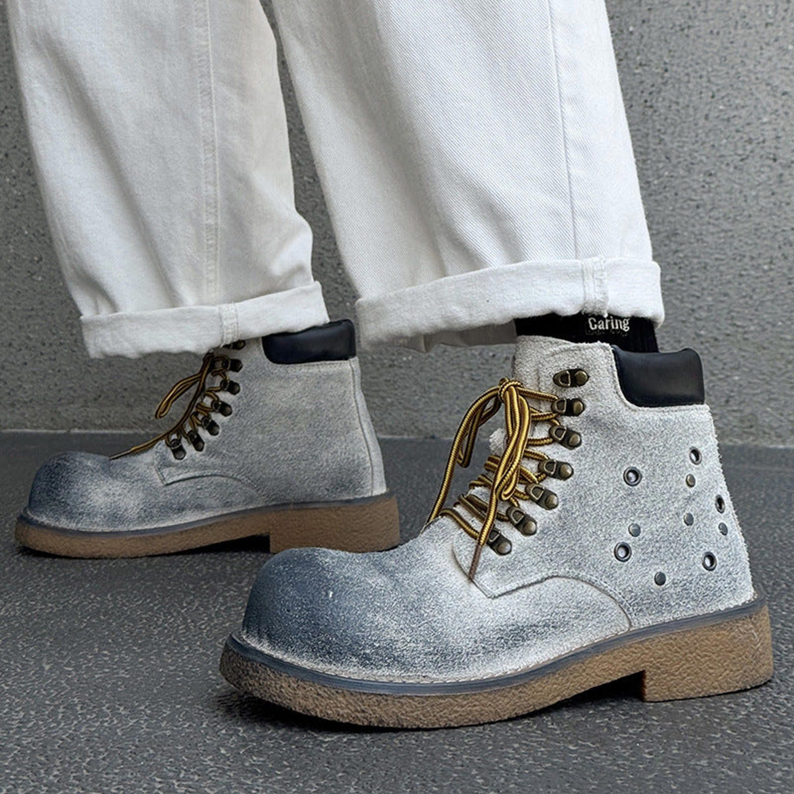 Japanese Brand Studded Platform Boots, Workwear Ankle Boots Size US 7 / EU 40 - 10 Thumbnail